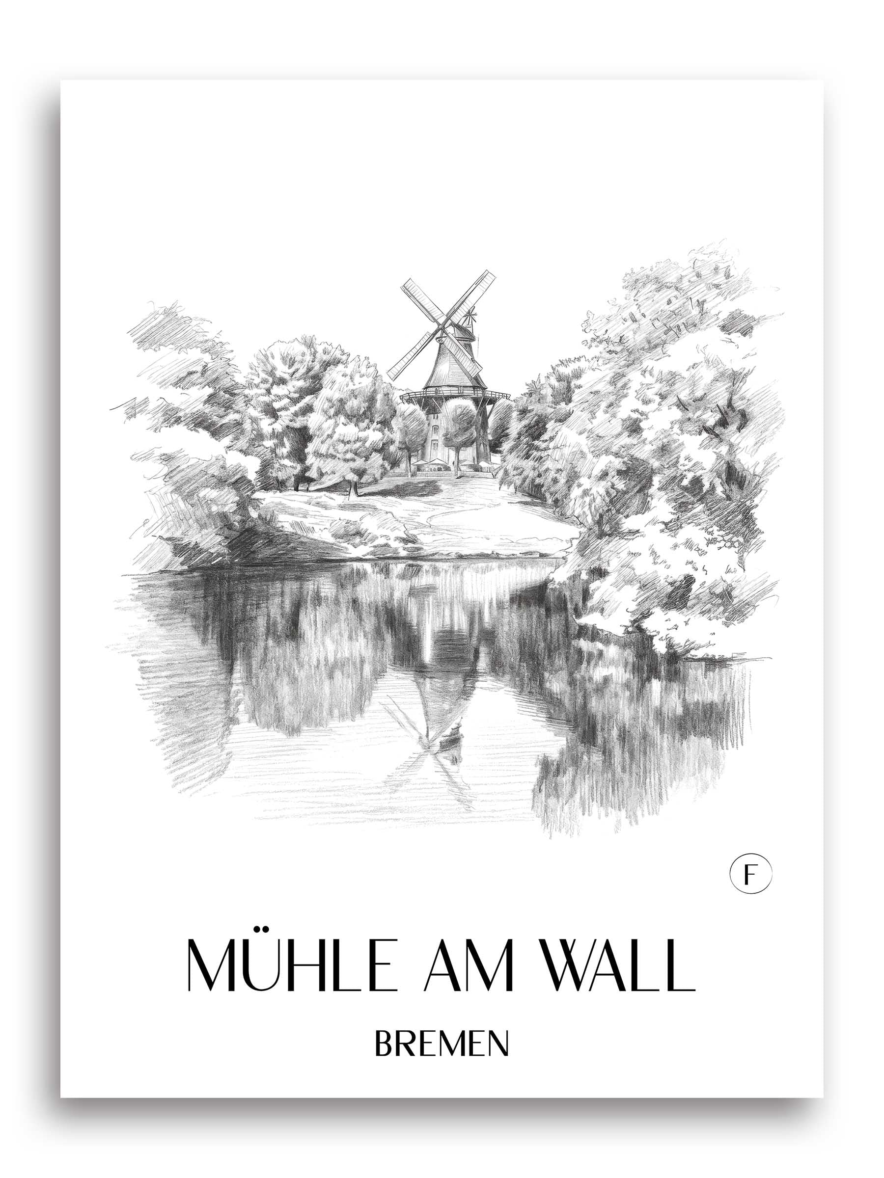 mühle-am-wall-bremen-deutschland-poster-bleistift-zeichnung-drawing