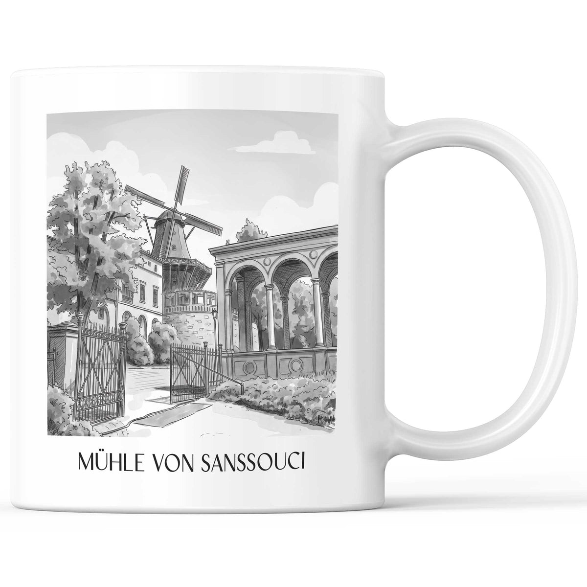 mühle-von-sanssouci-potsdam-deutschland-kaffeebecher-aquarell-schwarz-weiss