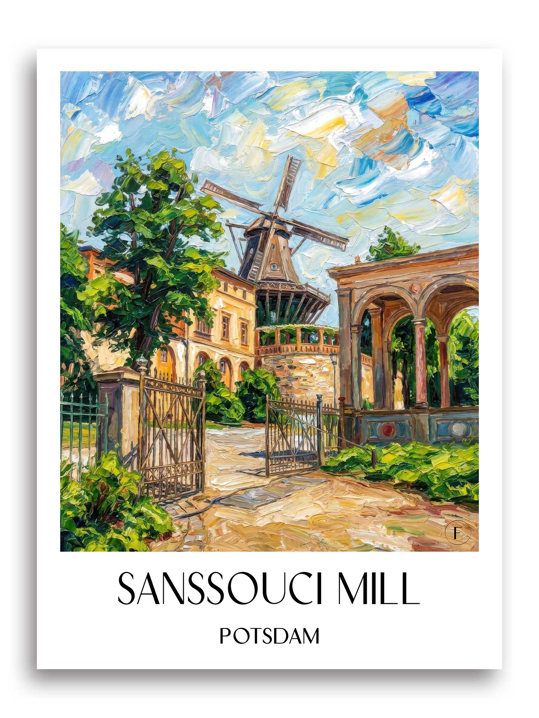 Mühle von Sanssouci Poster - Potsdam - Deutschland Kunstdruck - Ölgemälde von A4 bis A1 - favplace