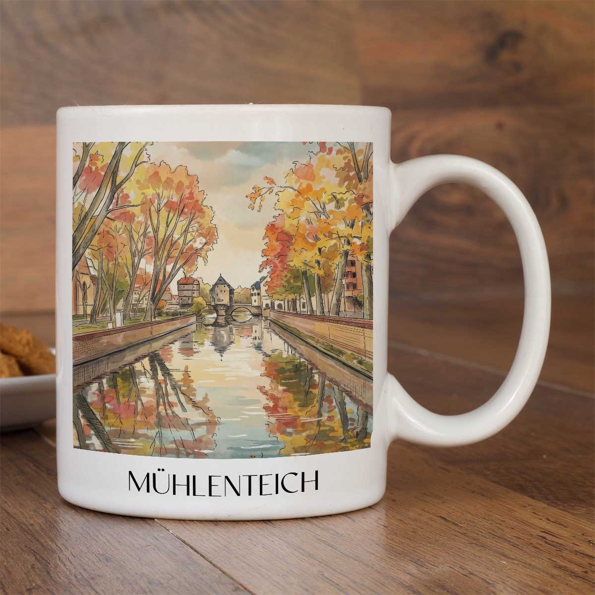mühlenteich-bad-kreuznach-deutschland-kaffeebecher-aquarell