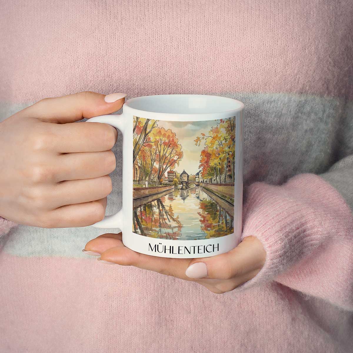 mühlenteich-bad-kreuznach-deutschland-kaffeebecher-aquarell