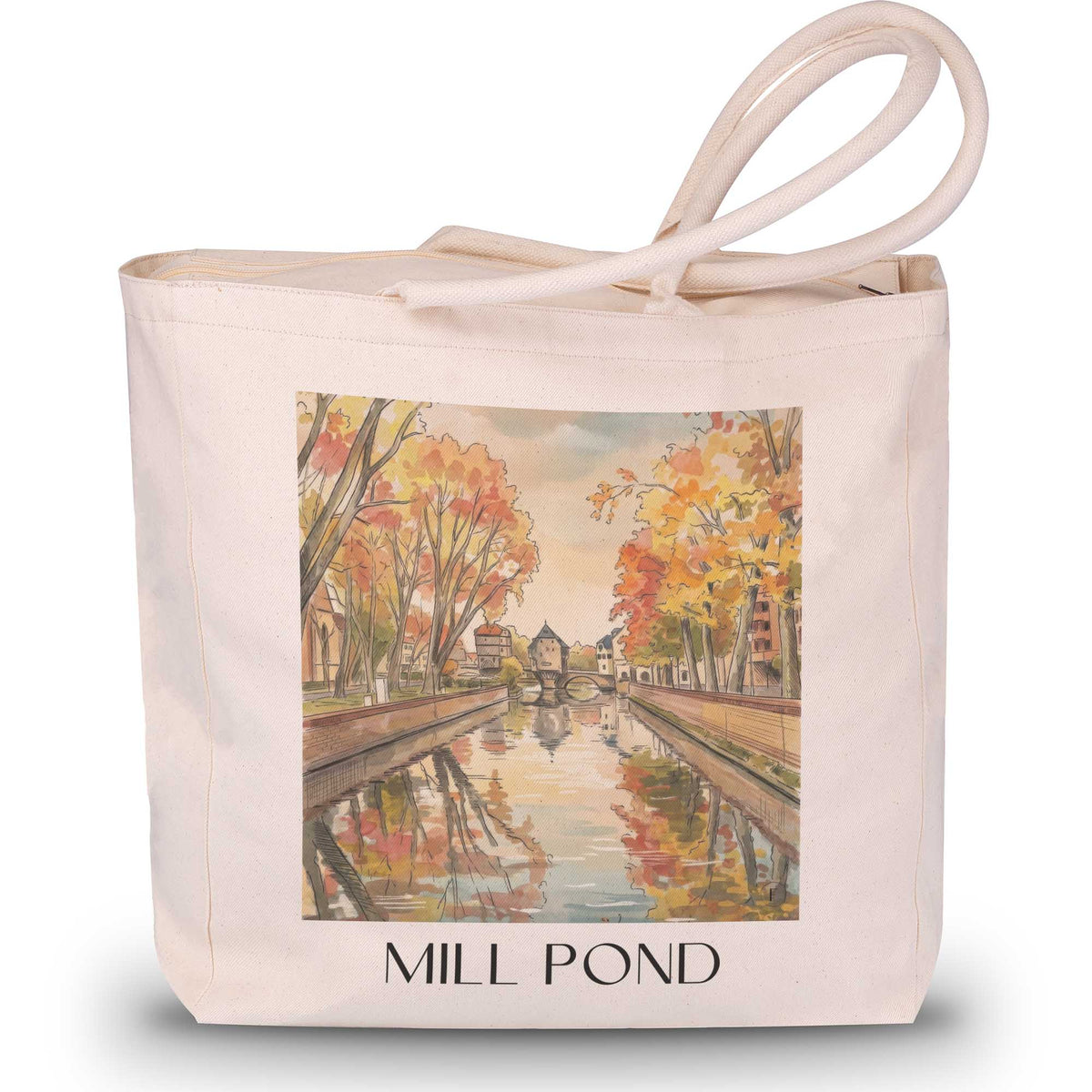 Mühlenteich Shopping Tasche - Bad Kreuznach - Deutschland Tote Bag - Einkaufstasche im Aquarell Stil - favplace