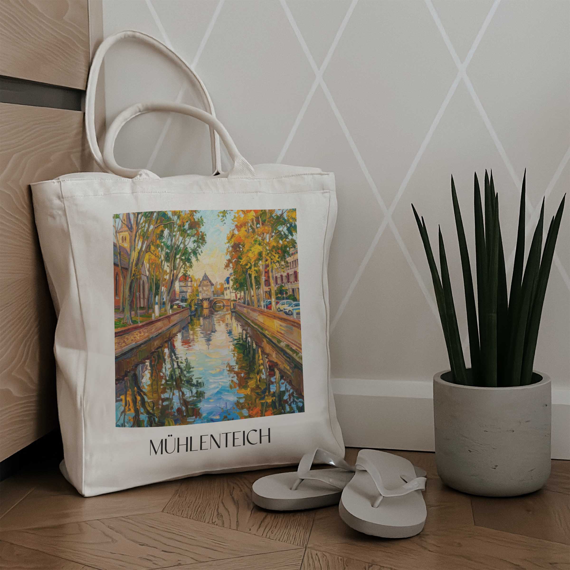 mühlenteich-bad-kreuznach-deutschland-einkaufstasche-oil-painting-oelgemaelde