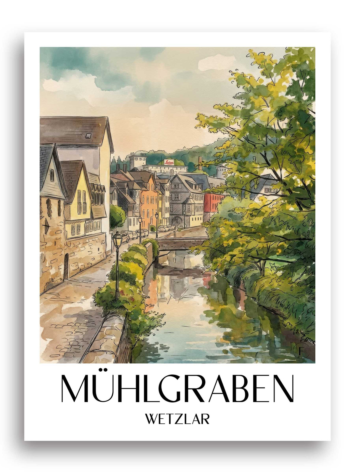mühlgraben-wetzlar-deutschland-poster-aquarell