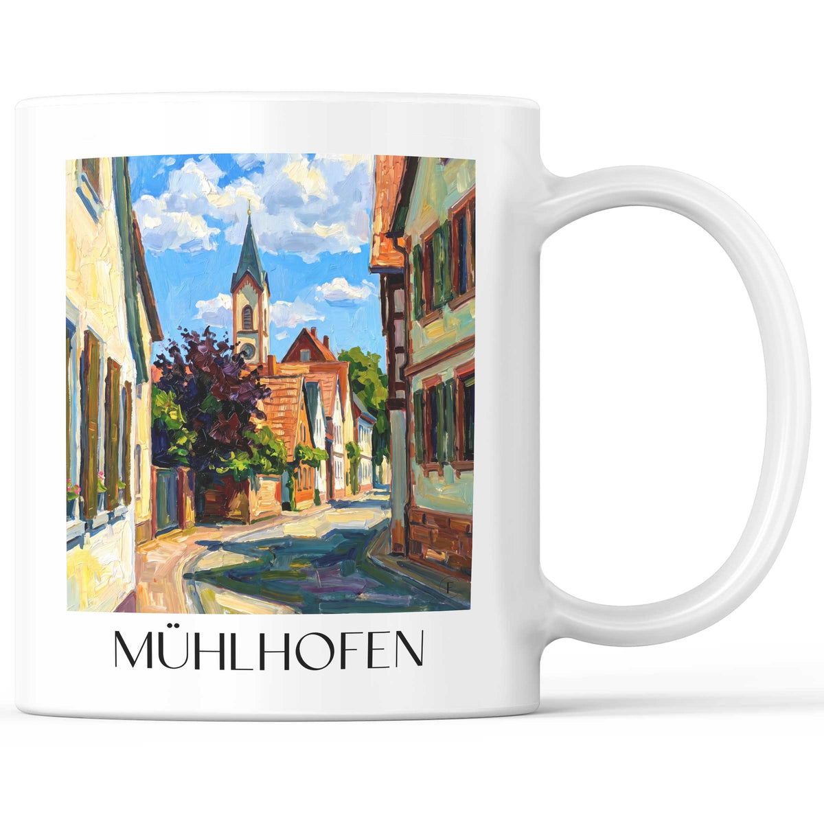 Mühlhofen Kaffeebecher - Neckarbecken - Deutschland Becher - Kaffeetasse im Ölgemälde Stil