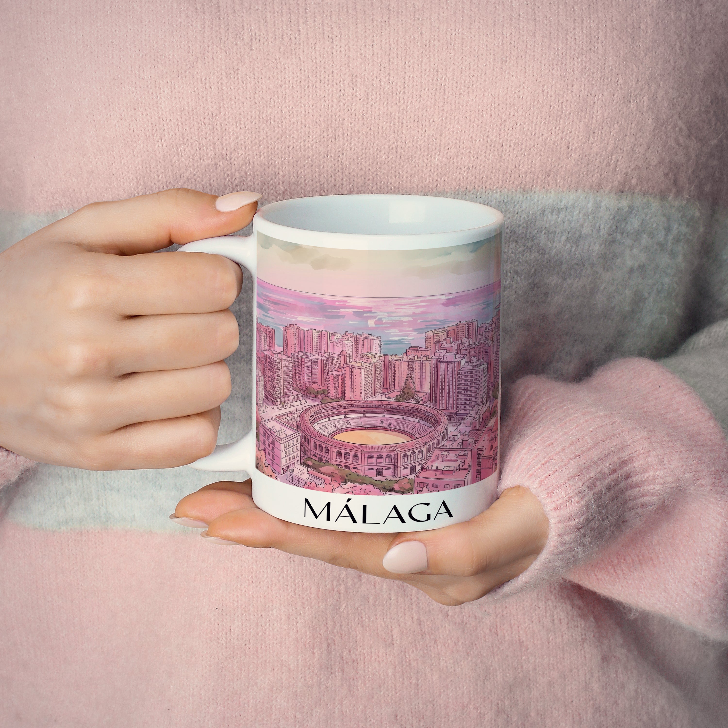 málaga-spanien-spanien-kaffeebecher-aquarell-pink-rosa