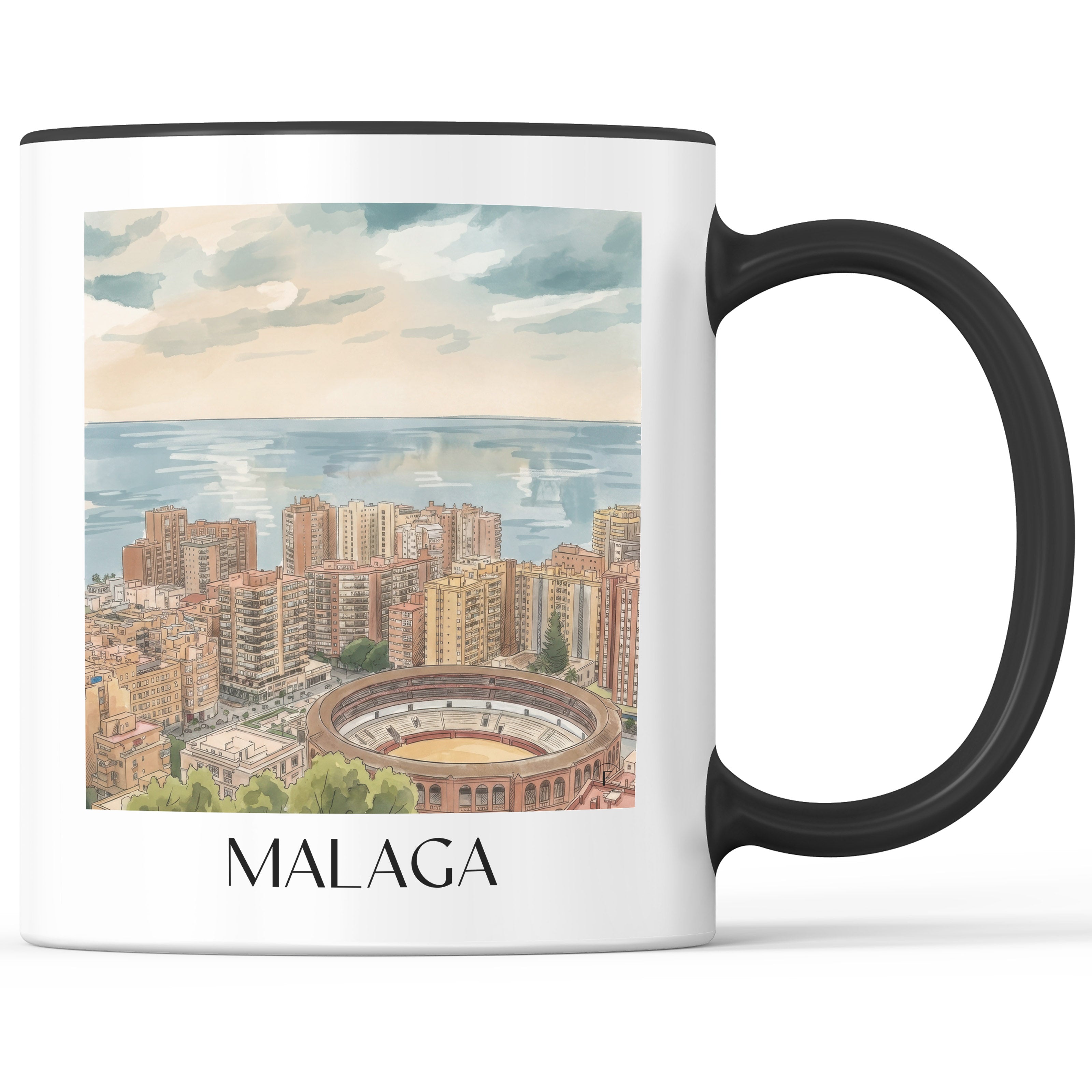 Málaga Kaffeebecher - Spanien - Spanien Becher - Kaffeetasse im Aquarell Stil - favplace