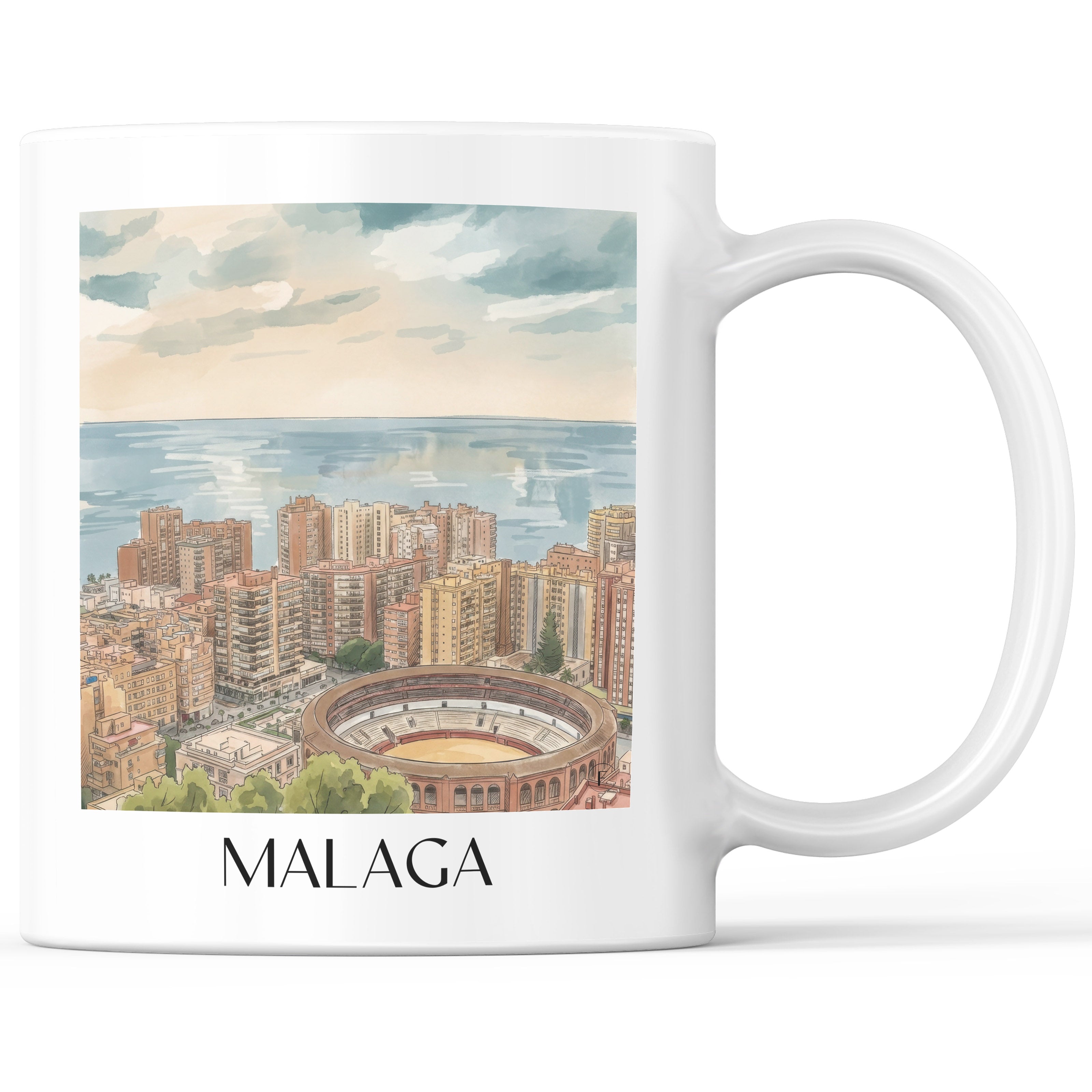 Málaga Kaffeebecher - Spanien - Spanien Becher - Kaffeetasse im Aquarell Stil - favplace
