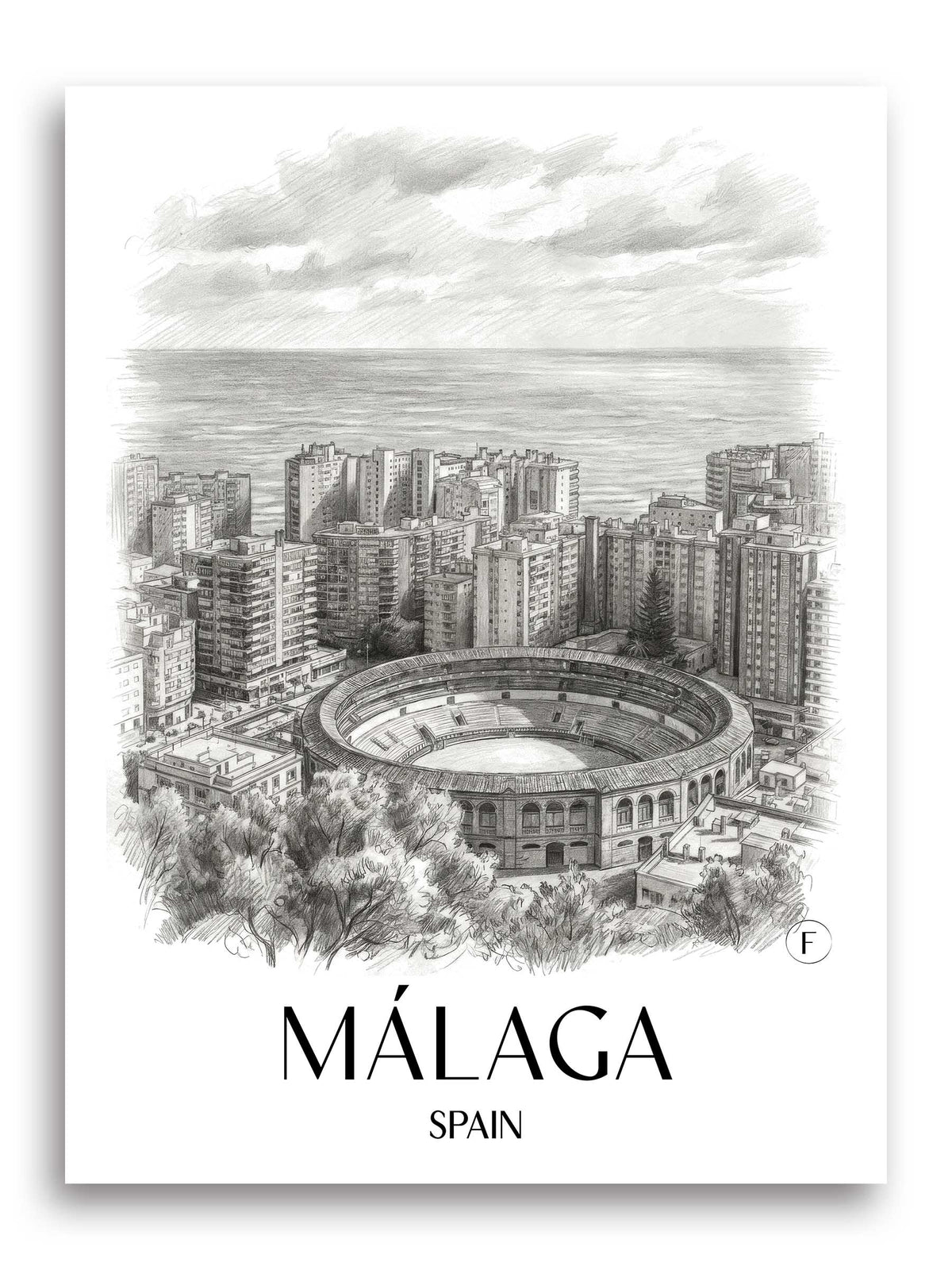 Málaga Poster - Spanien - Spanien Kunstdruck - Zeichnung von A4 bis A1 - favplace