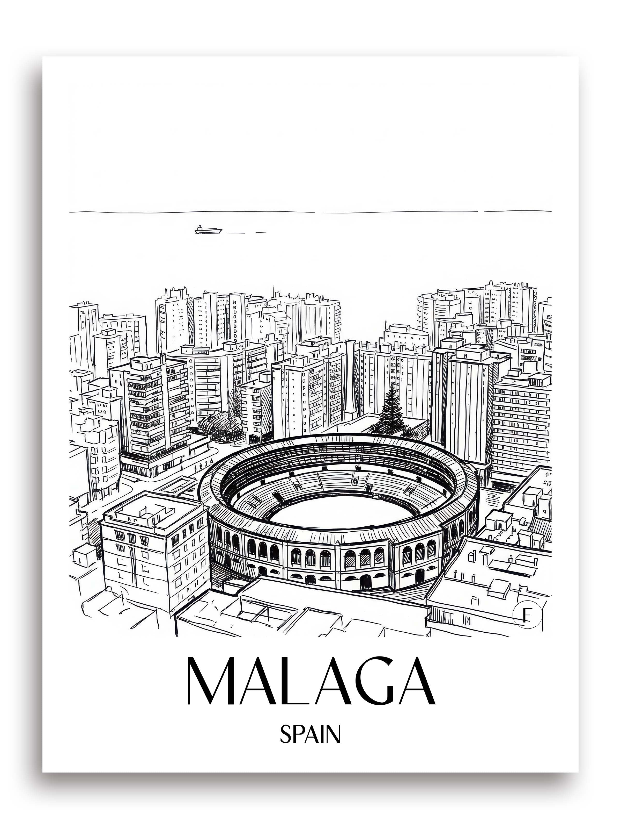 Málaga Poster - Spanien - Spanien und Spanien Kunstdruck - Skizze von A4 bis A1 - favplace