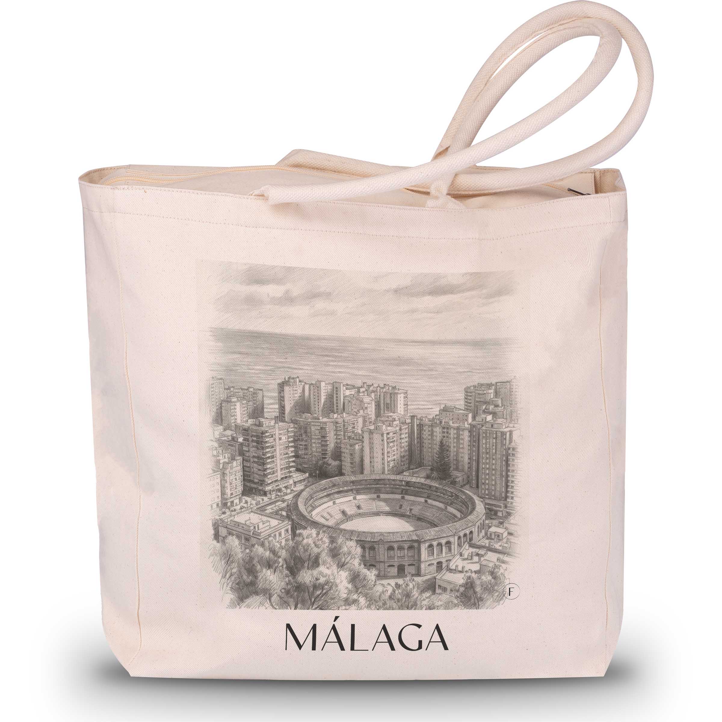 málaga-spanien-spanien-einkaufstasche-bleistift-zeichnung-drawing