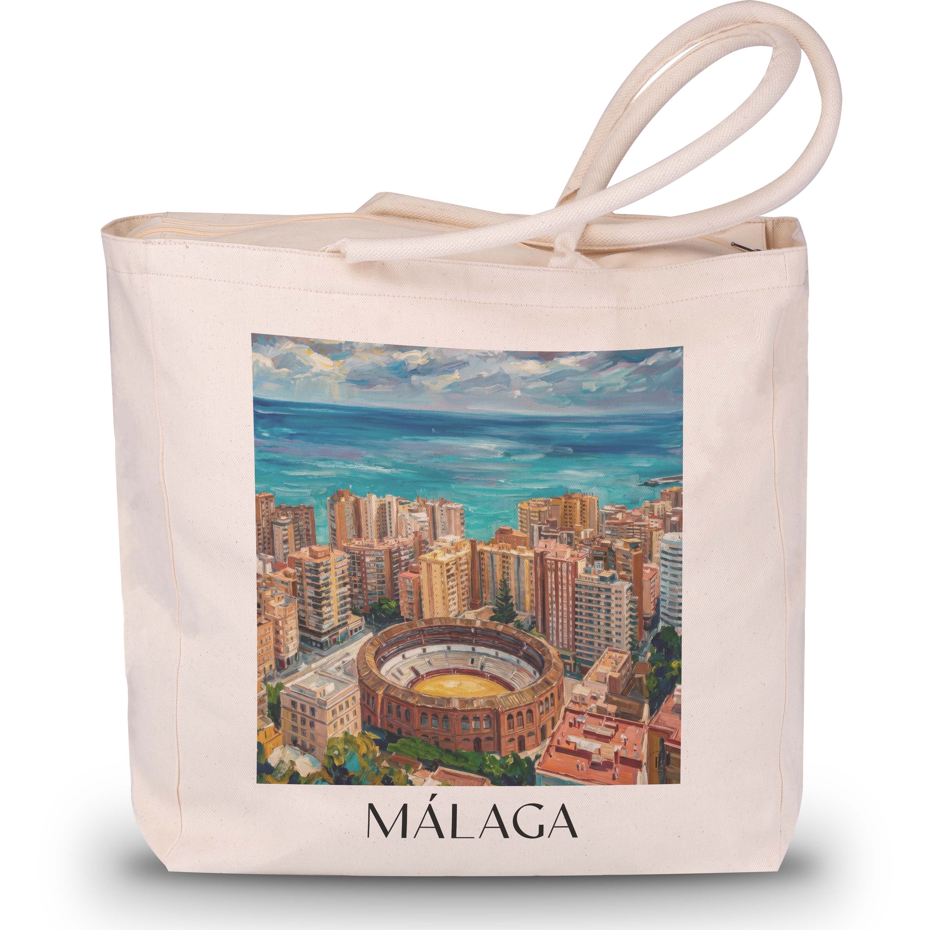 málaga-spanien-spanien-einkaufstasche-oil-painting-oelgemaelde