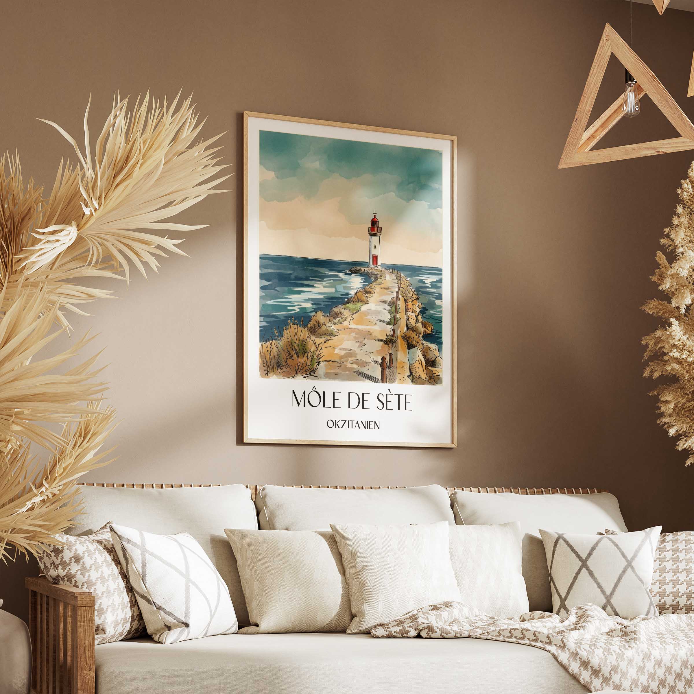 môle-de-sète-okzitanien-frankreich-poster-aquarell