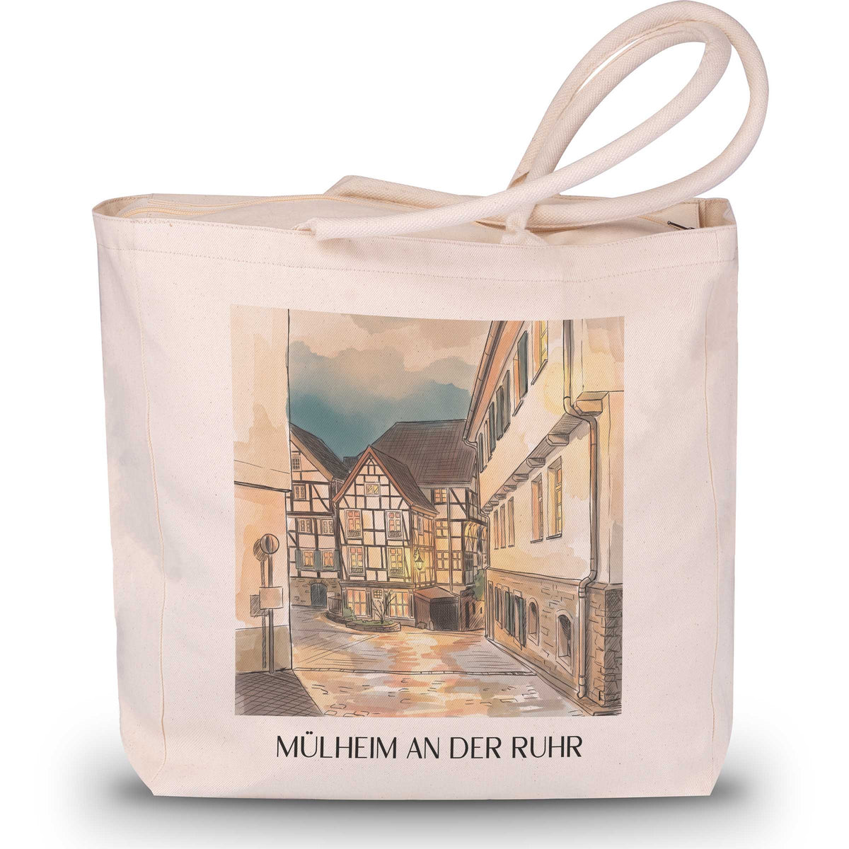 Mülheim an der Ruhr Shopping Tasche - Ruhrgebiet - Deutschland Tote Bag - Einkaufstasche im Aquarell Stil - favplace