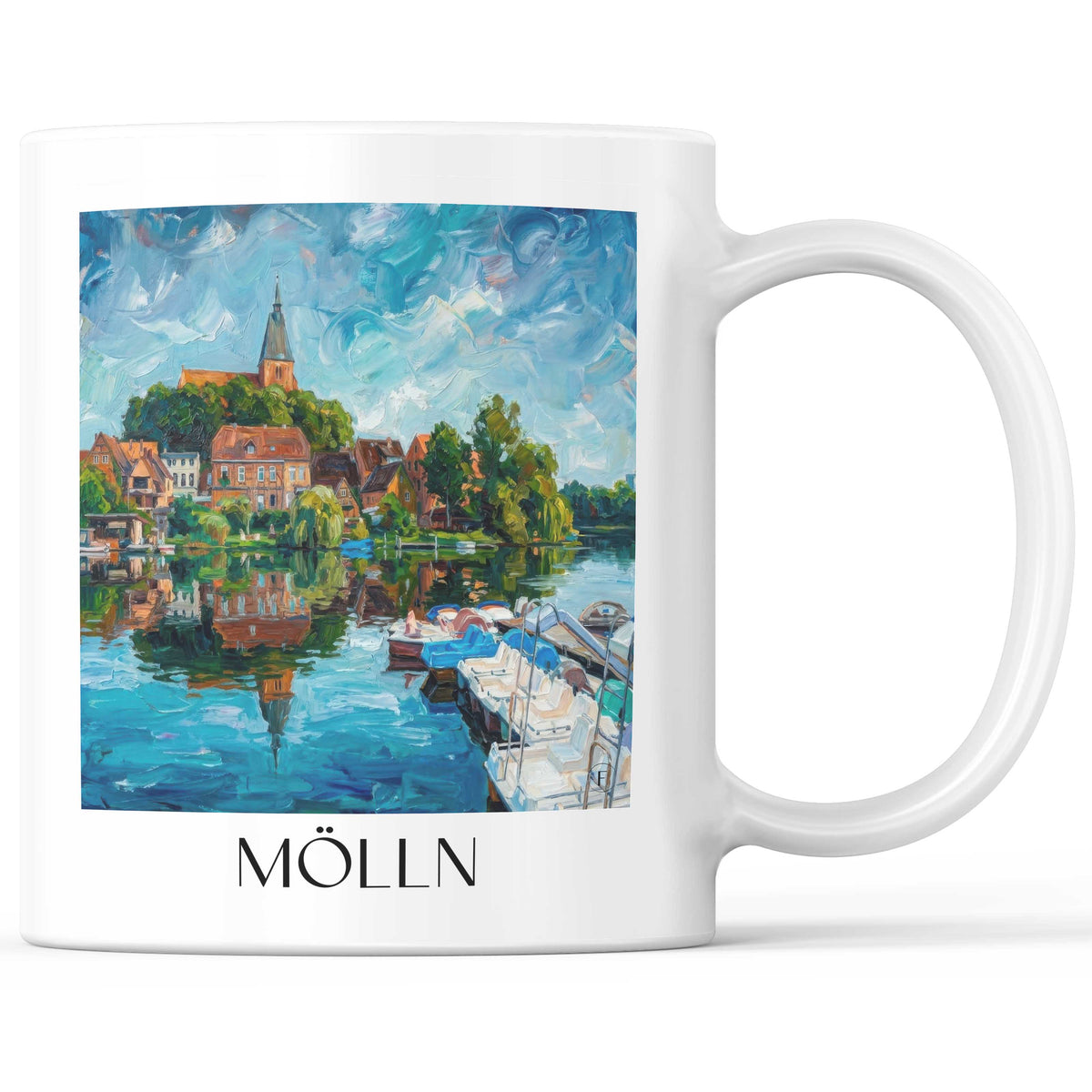 Mölln Kaffeebecher - Schleswig-Holstein - Deutschland Becher - Kaffeetasse im Ölgemälde Stil - favplace