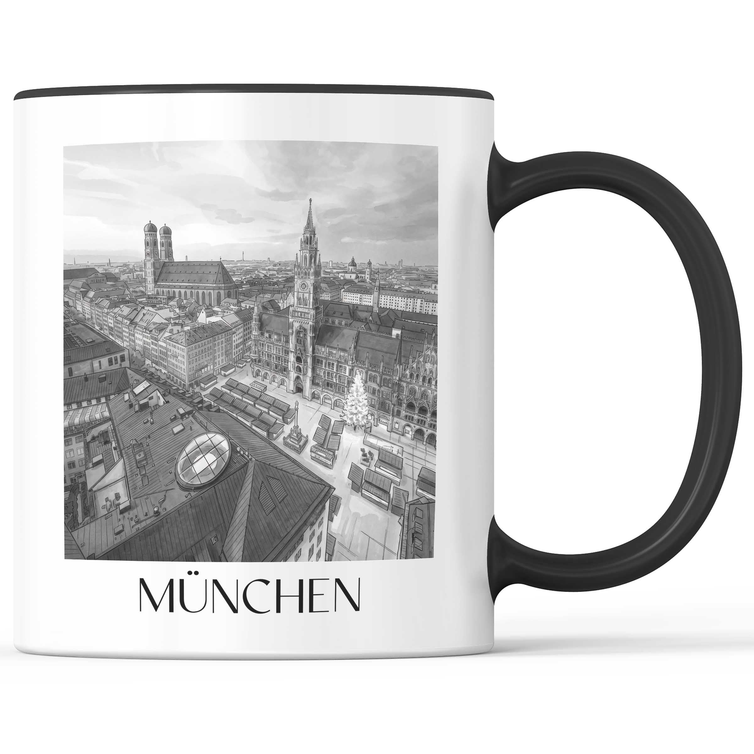 münchen-deutschland-kaffeebecher-aquarell-schwarz-weiss