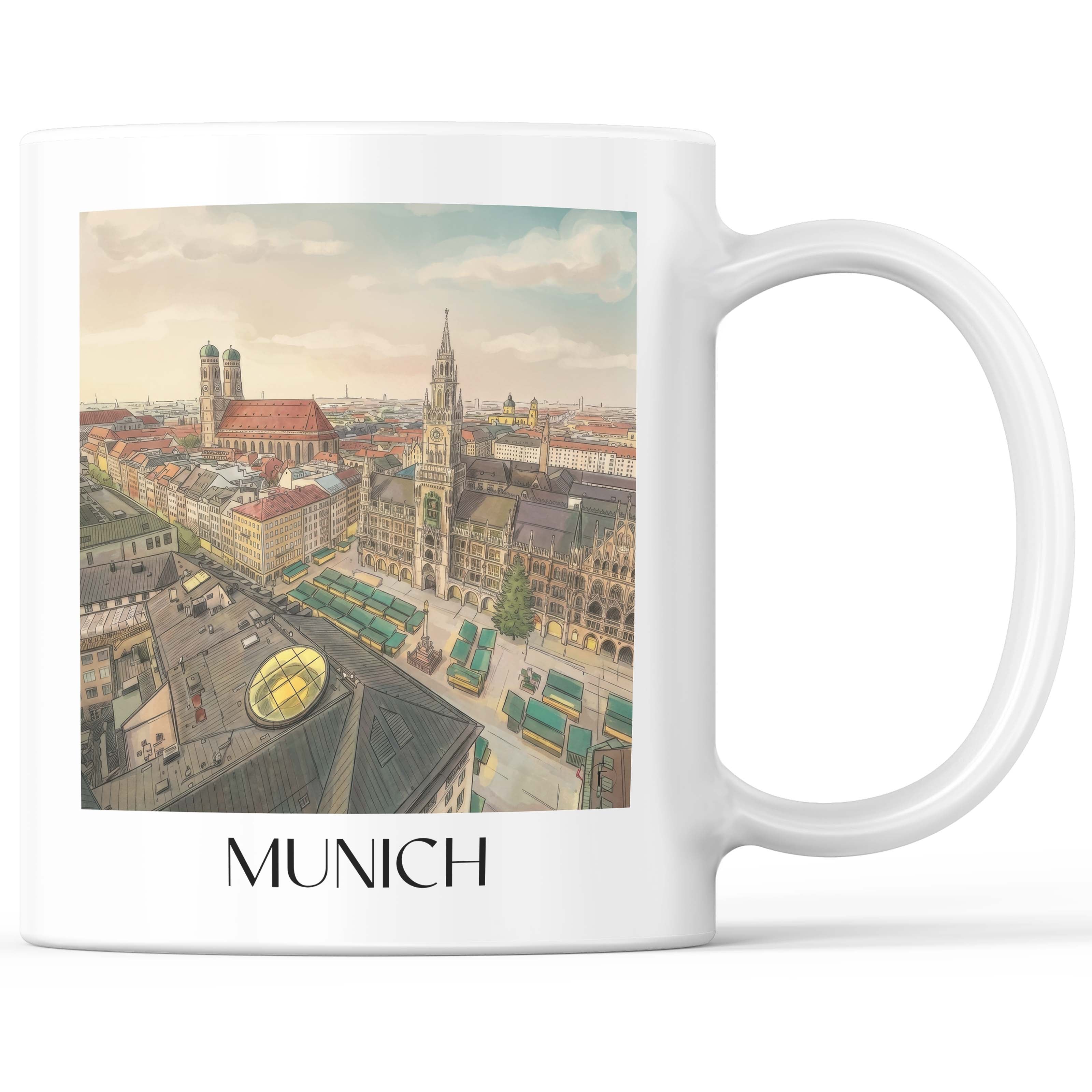 München - Deutschland Becher - Kaffeetasse im Aquarell Stil - favplace