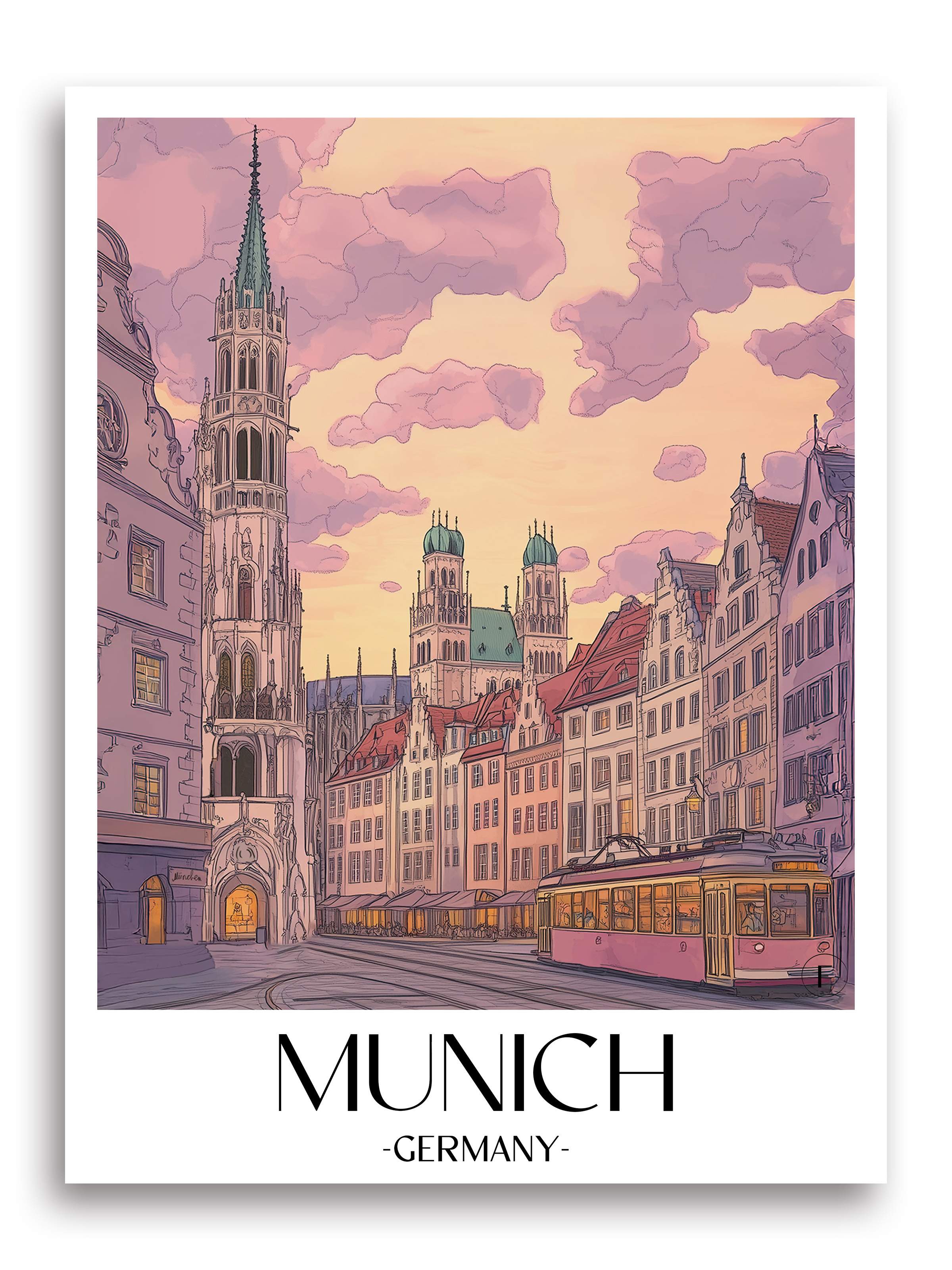 München Poster - Deutschland Kunstdruck - Aquarell von A4 bis A1 - favplace