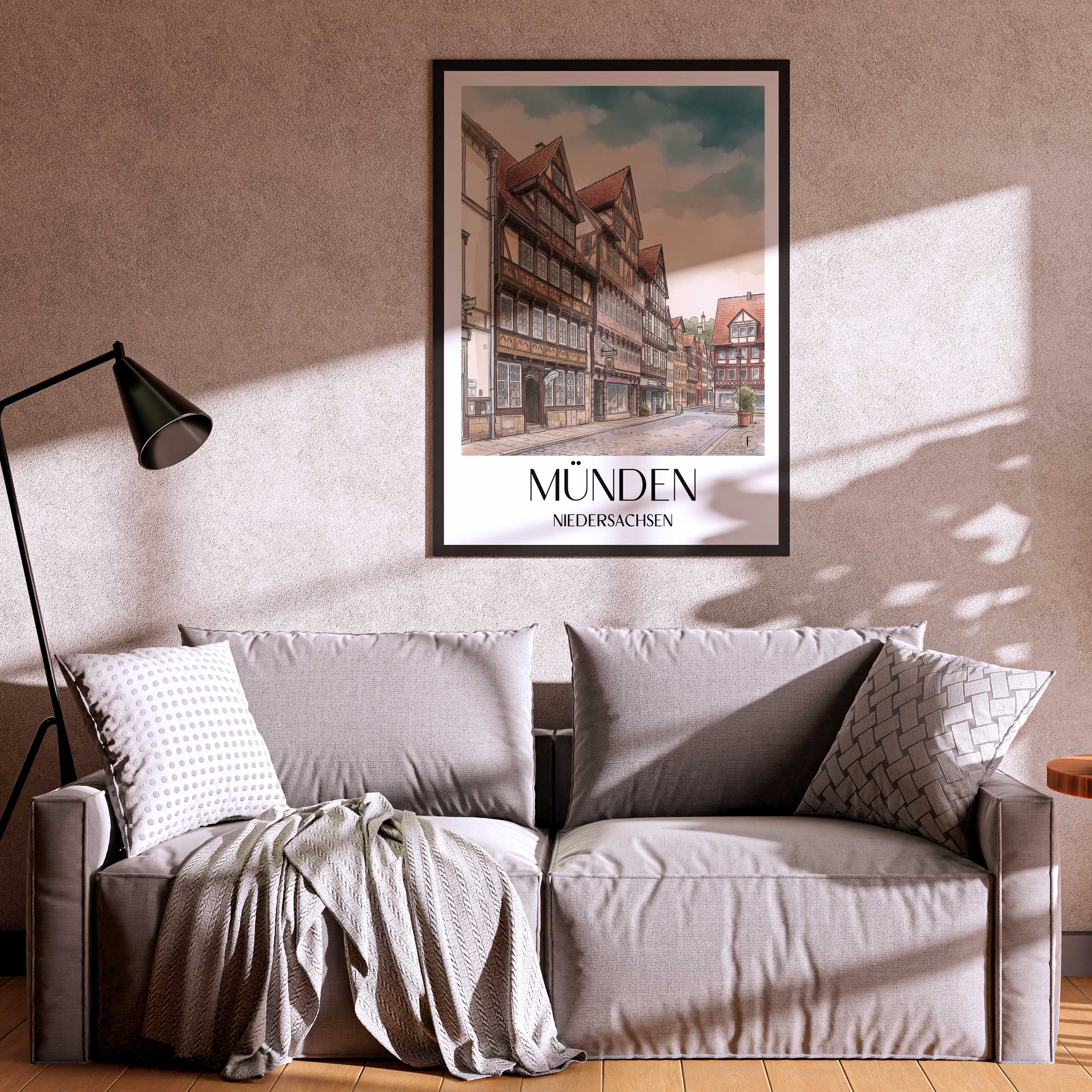 münden-niedersachsen-deutschland-poster-aquarell