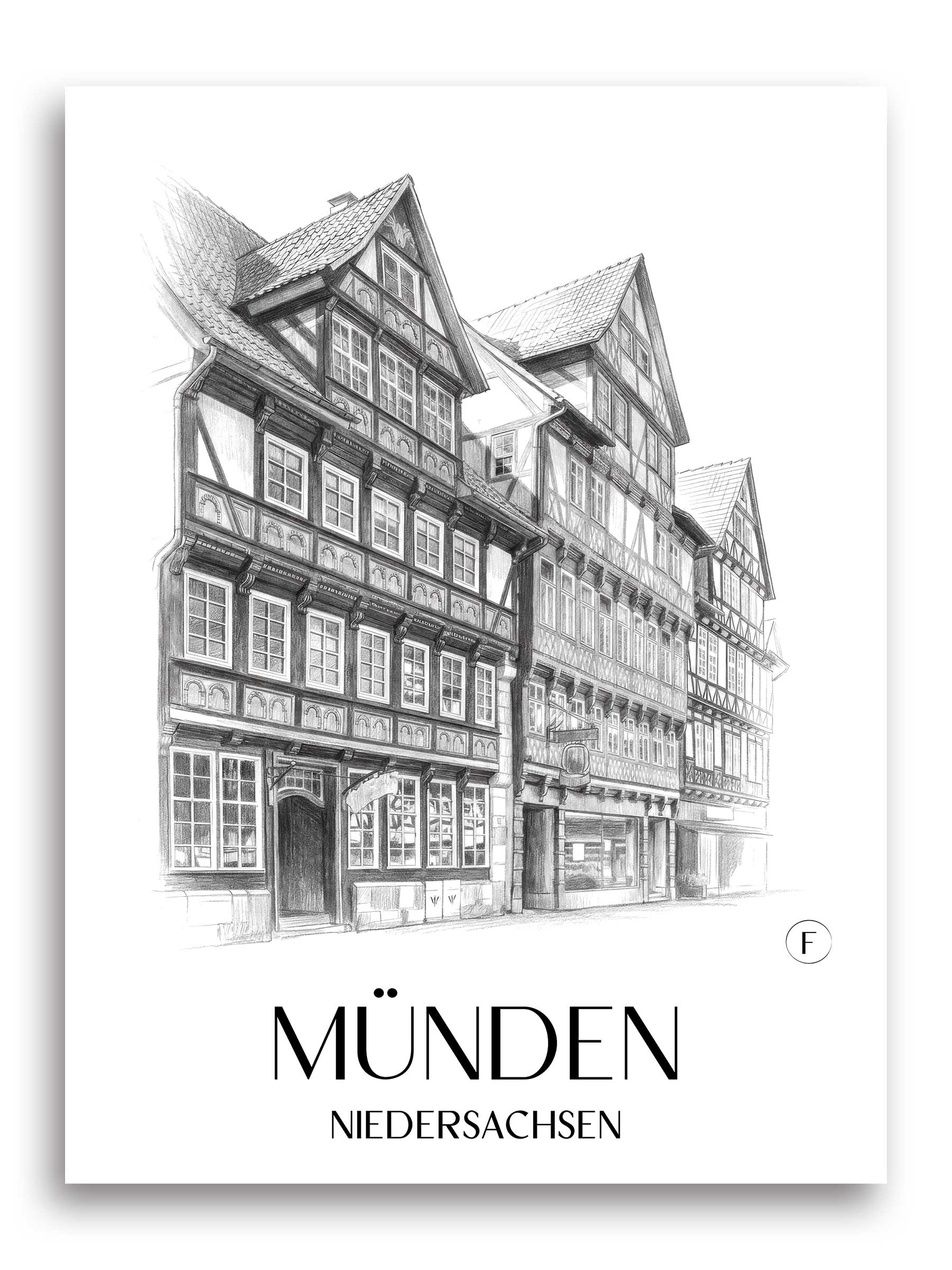 münden-niedersachsen-deutschland-poster-bleistift-zeichnung-drawing