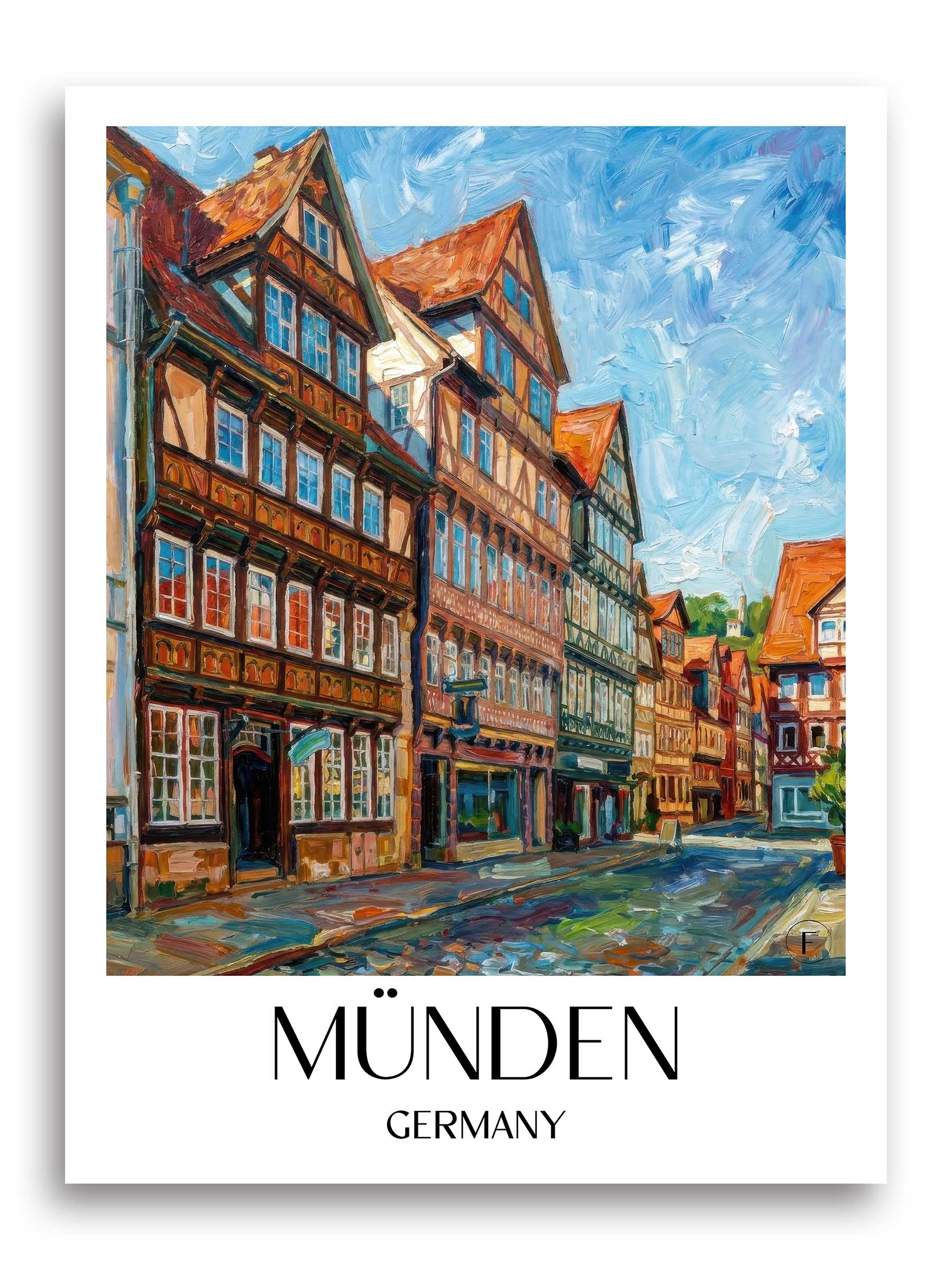 Münden Poster - Niedersachsen - Deutschland Kunstdruck - Ölgemälde von A4 bis A1 - favplace