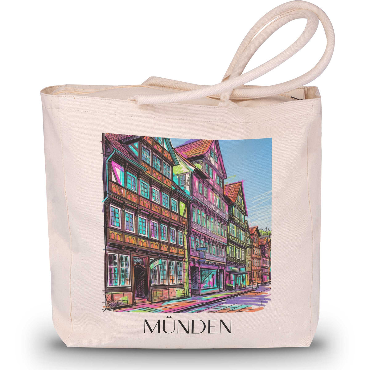 Münden Shopping Tasche - Niedersachsen - Deutschland Tote Bag - Einkaufstasche im Tag Graffiti Stil - favplace
