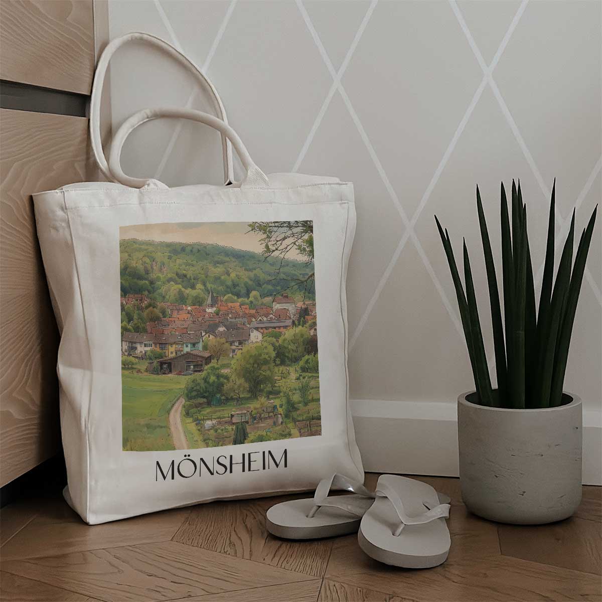 mönsheim-baden-württemberg-deutschland-einkaufstasche-aquarell