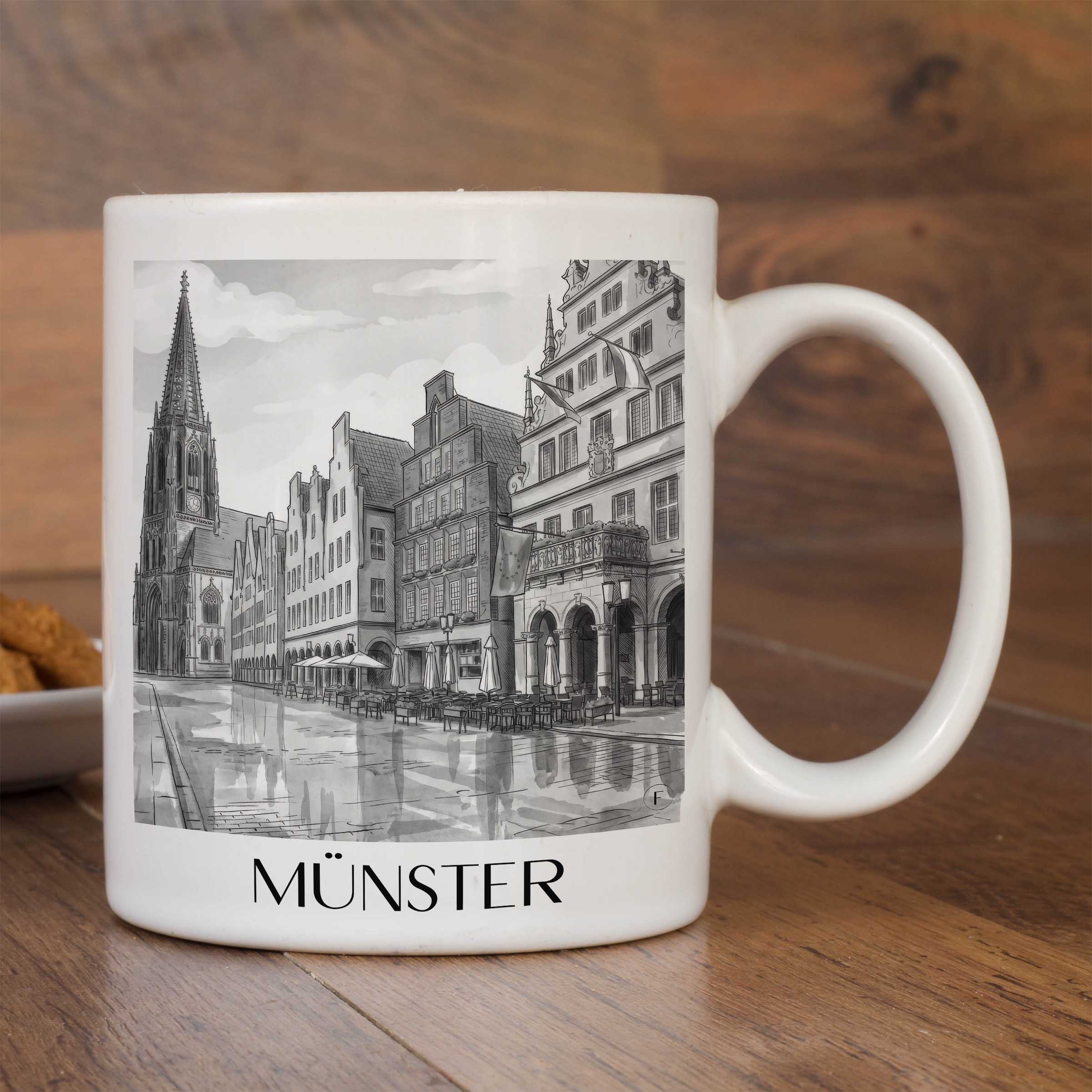 münster-deutschland-kaffeebecher-aquarell-schwarz-weiss
