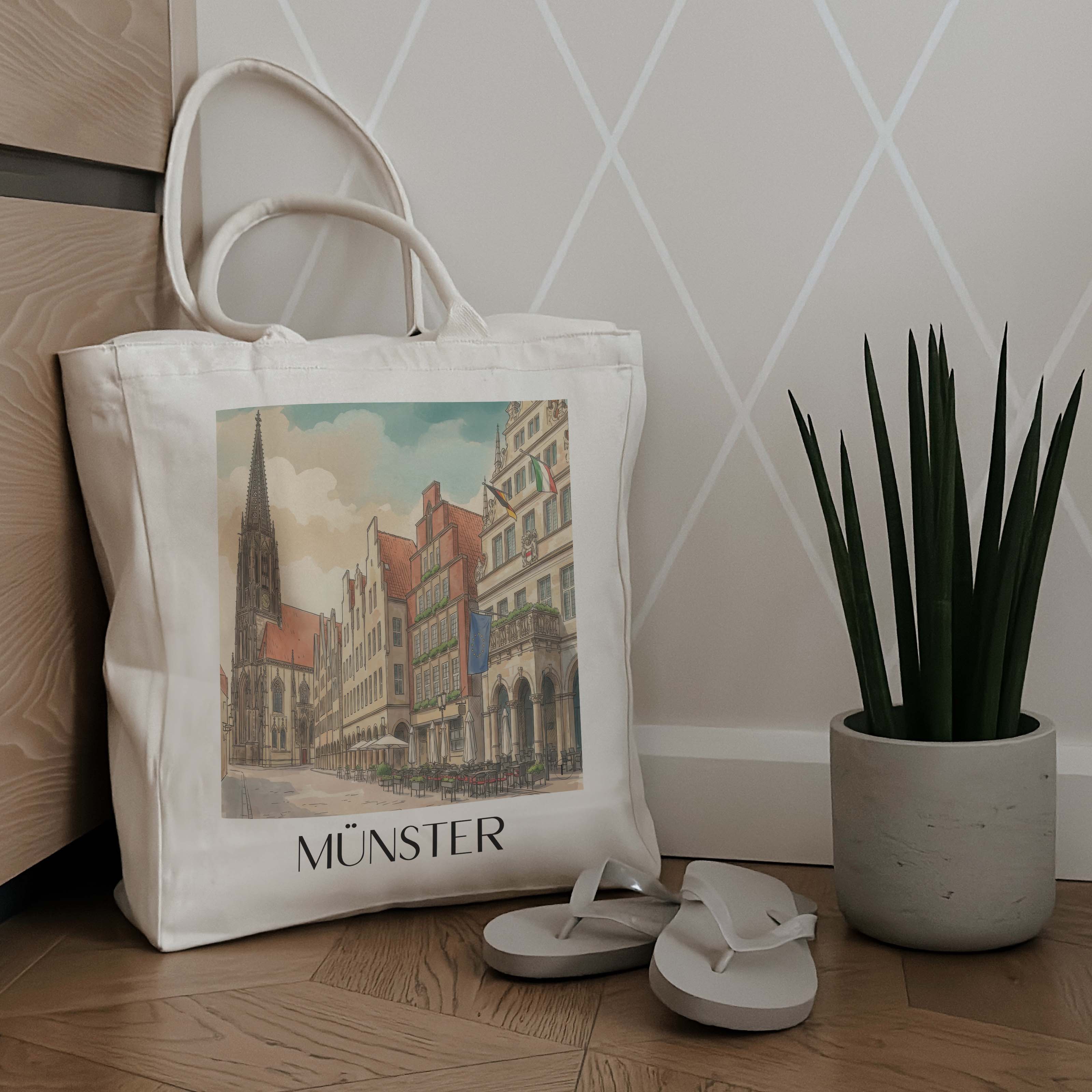 münster-deutschland-einkaufstasche-aquarell