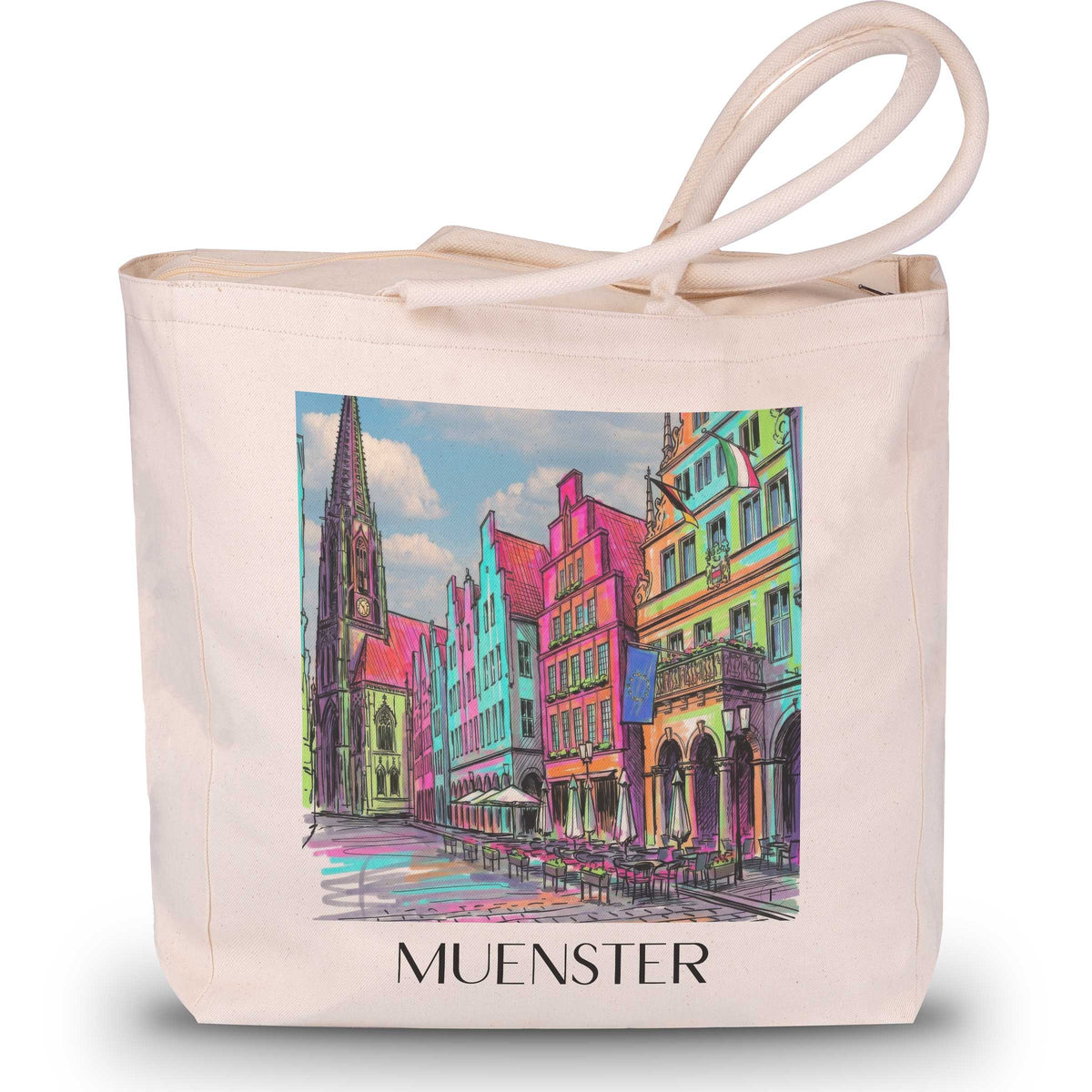 Münster - Deutschland Tote Bag - Einkaufstasche im Tag Graffiti Stil - favplace