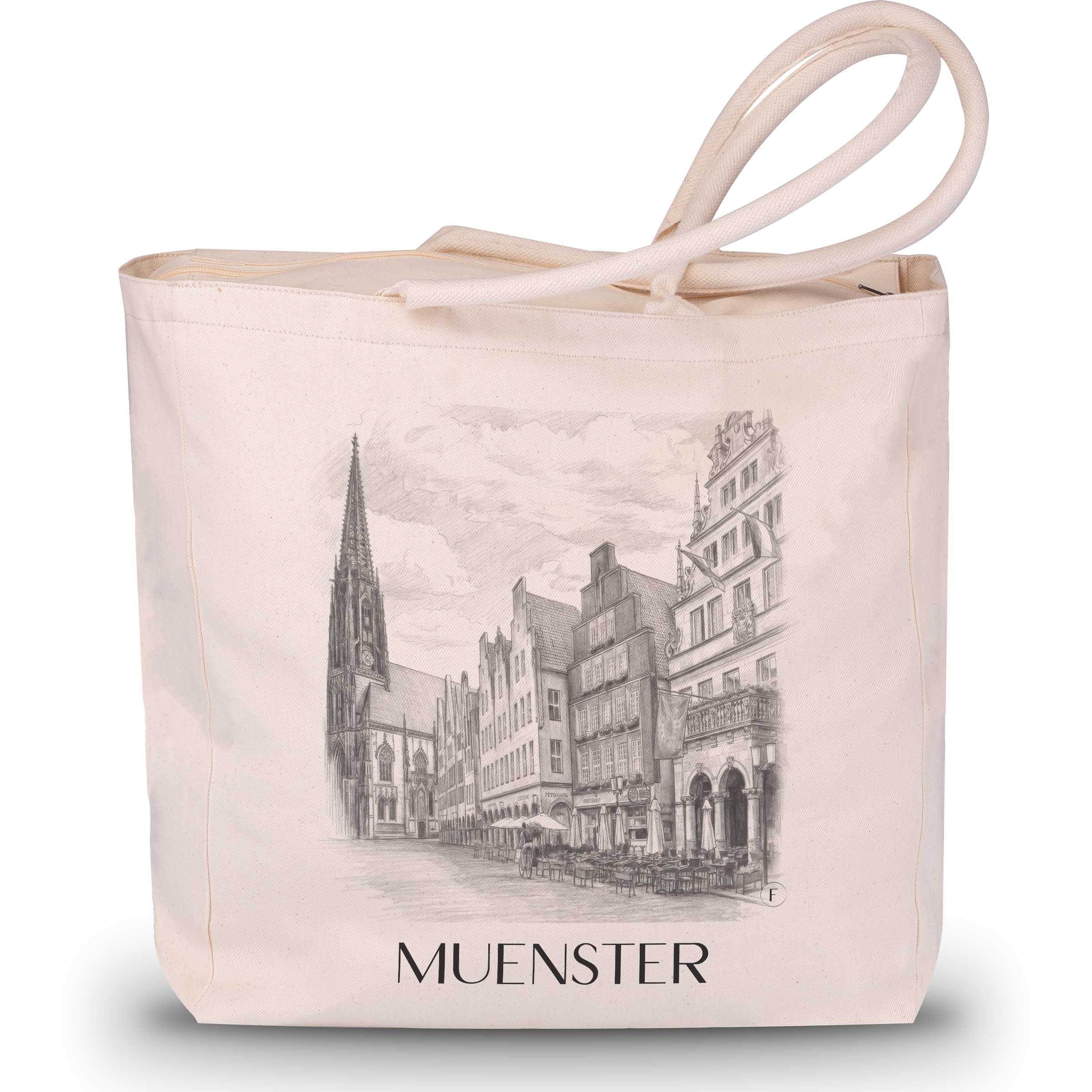 Münster - Deutschland Tote Bag - Einkaufstasche im Zeichnung Stil