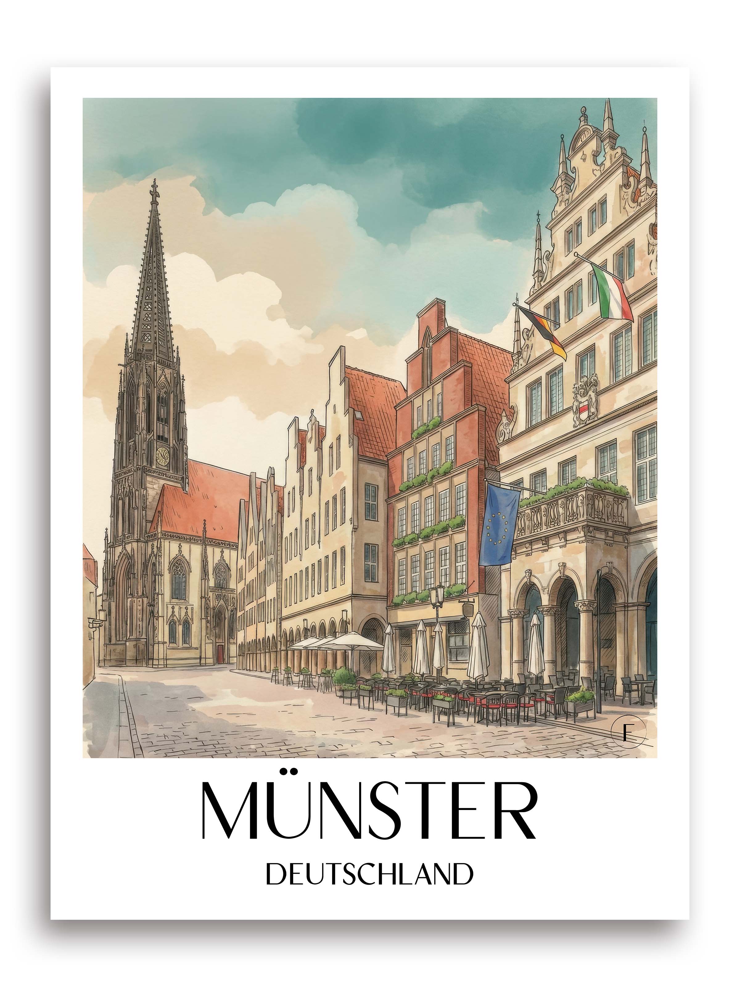 münster-deutschland-poster-aquarell