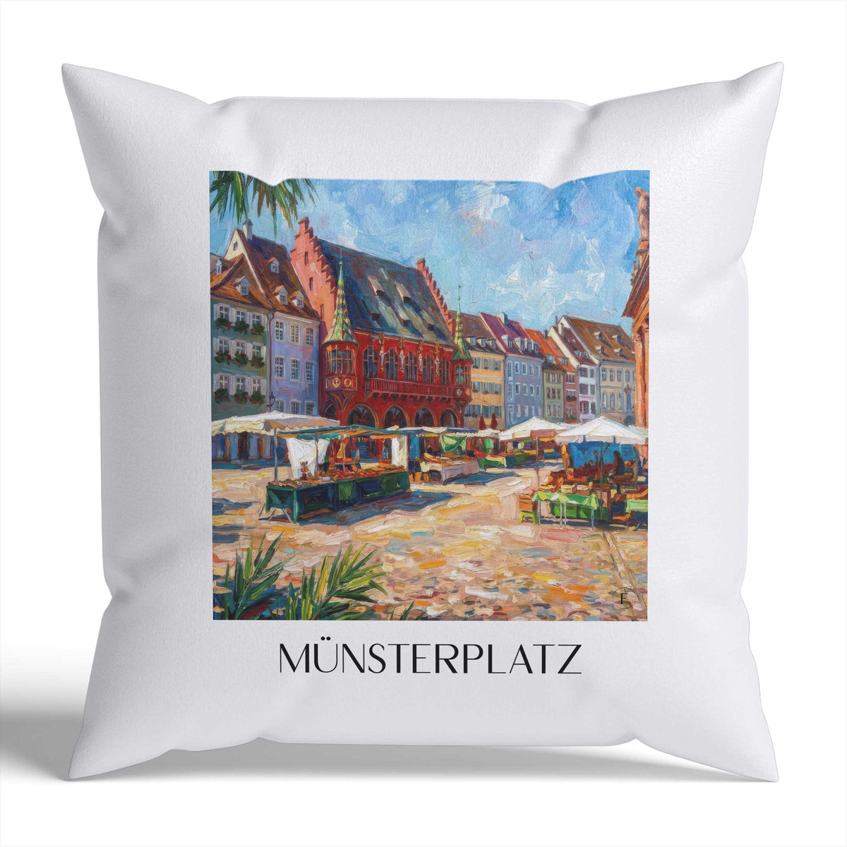 münsterplatz-freiburg-deutschland-kissenbezug-oil-painting-oelgemaelde