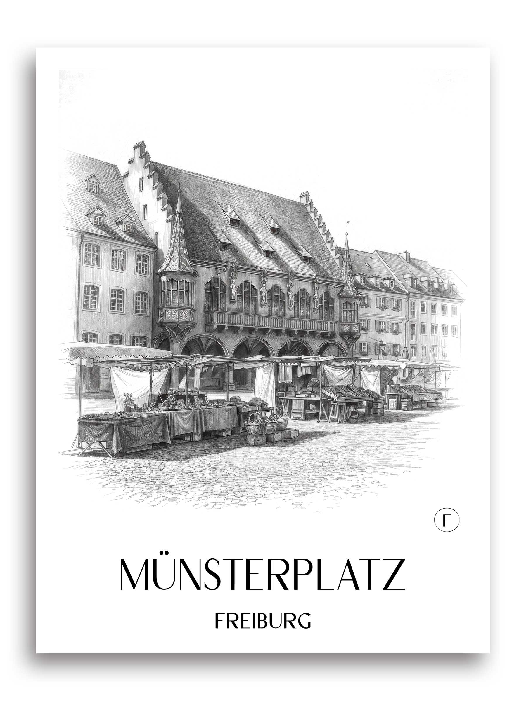 münsterplatz-freiburg-deutschland-poster-bleistift-zeichnung-drawing