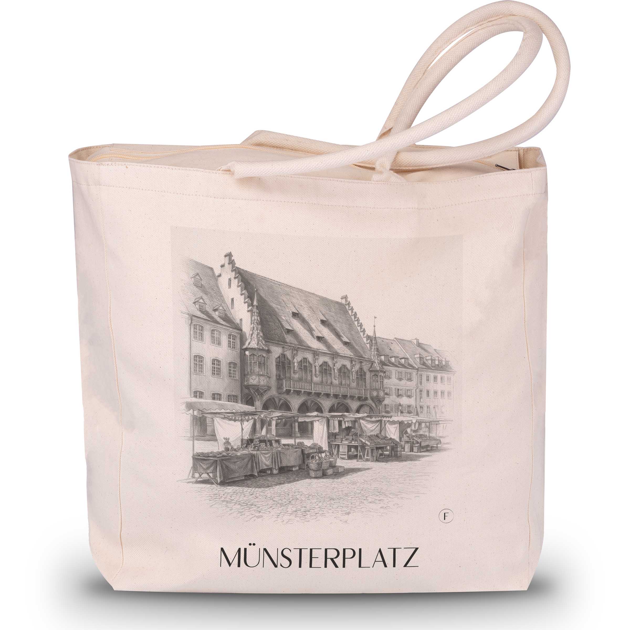 münsterplatz-freiburg-deutschland-einkaufstasche-bleistift-zeichnung-drawing