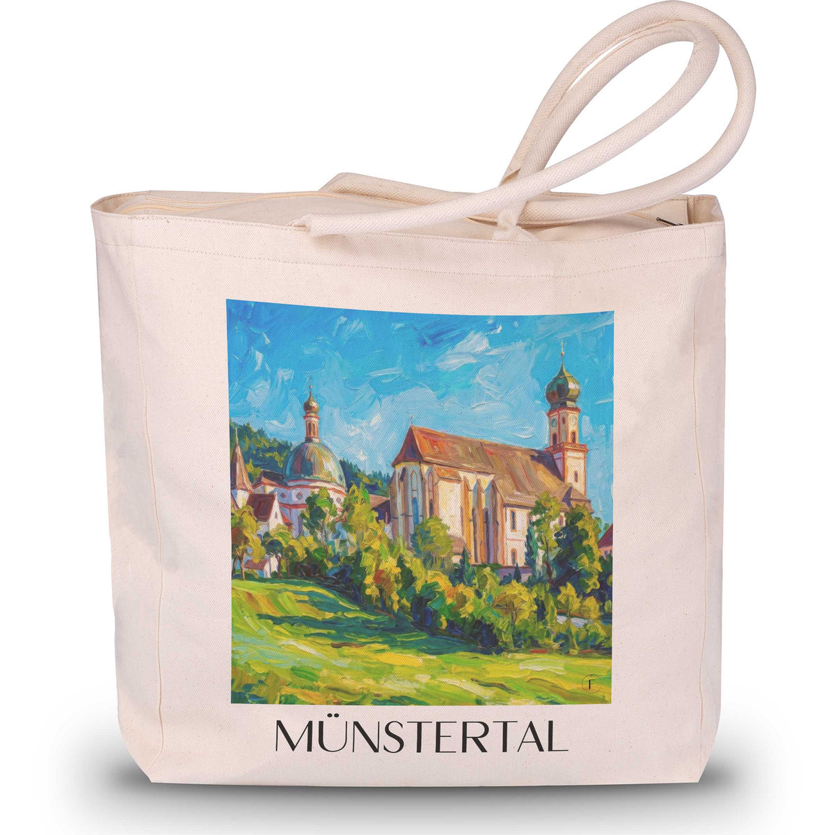 Münstertal Shopping Tasche - Schwarzwald - Deutschland Tote Bag - Einkaufstasche im Ölgemälde Stil - favplace