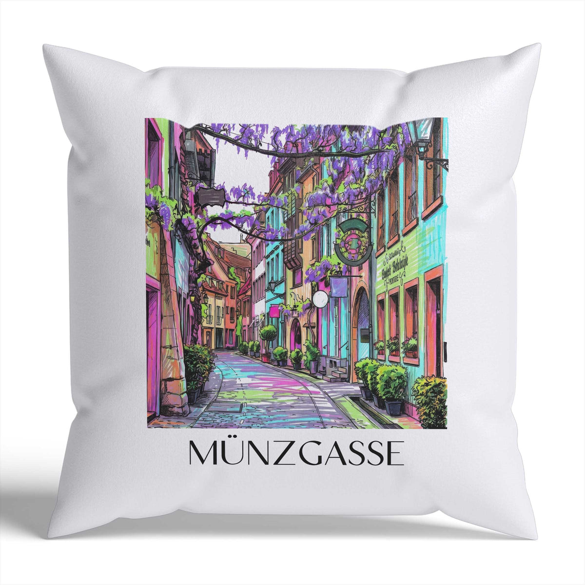 Münzgasse Kissenhülle - Zierkissen Bezug - Freiburg - Deutschland Kissen bzw. Kissenbezug im Tag Graffiti Stil - favplace