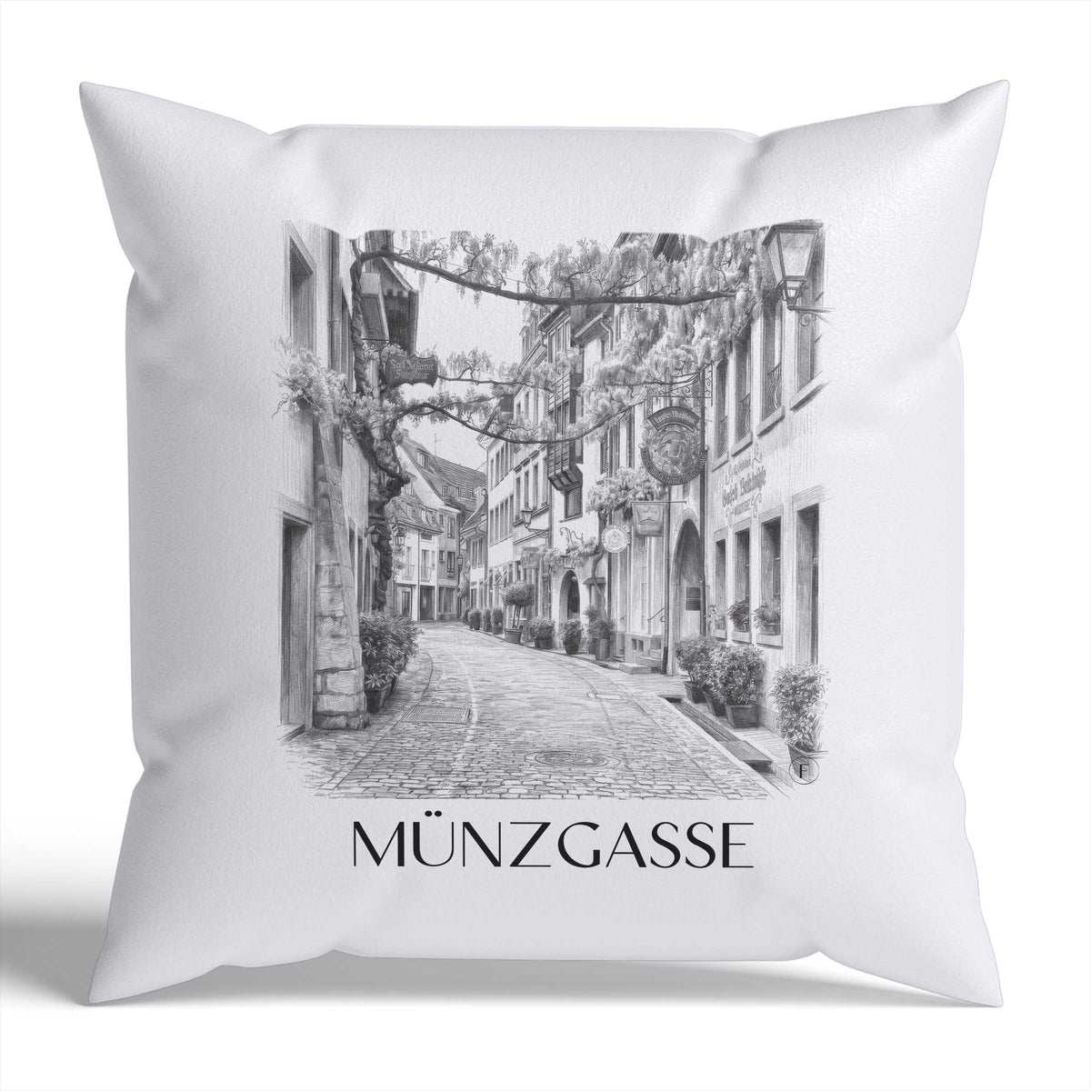 münzgasse-freiburg-deutschland-kissenbezug-bleistift-zeichnung-drawing