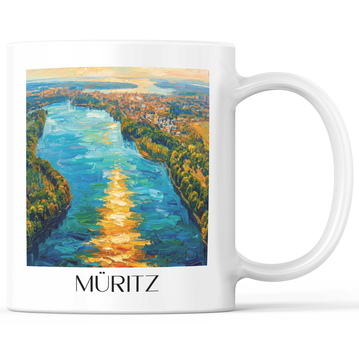 Müritz Kaffeebecher - Mecklenburgische Seenplatte - Deutschland Becher - Kaffeetasse im Ölgemälde Stil - favplace