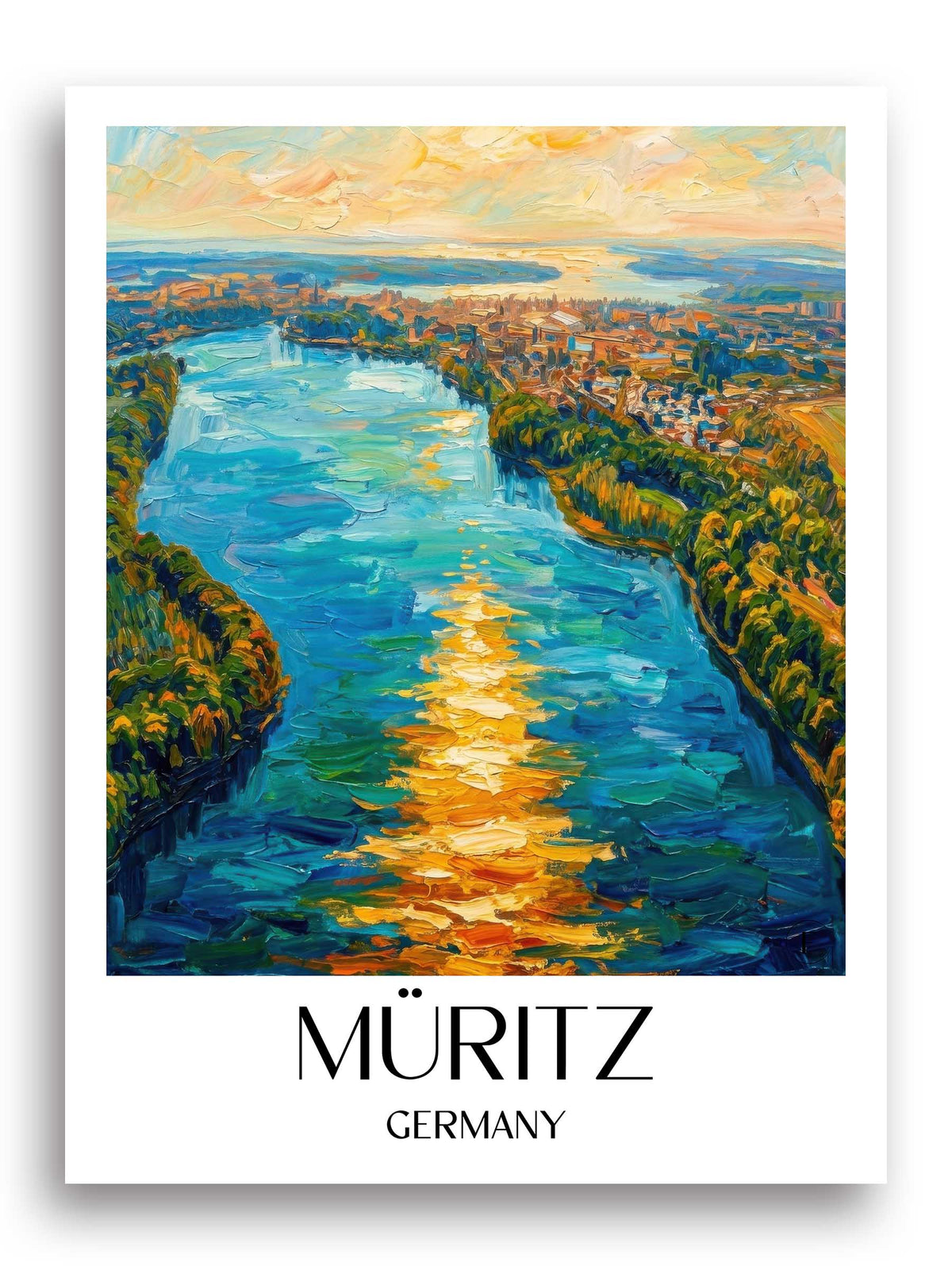 Müritz Poster - Mecklenburgische Seenplatte - Deutschland Kunstdruck - Ölgemälde von A4 bis A1 - favplace