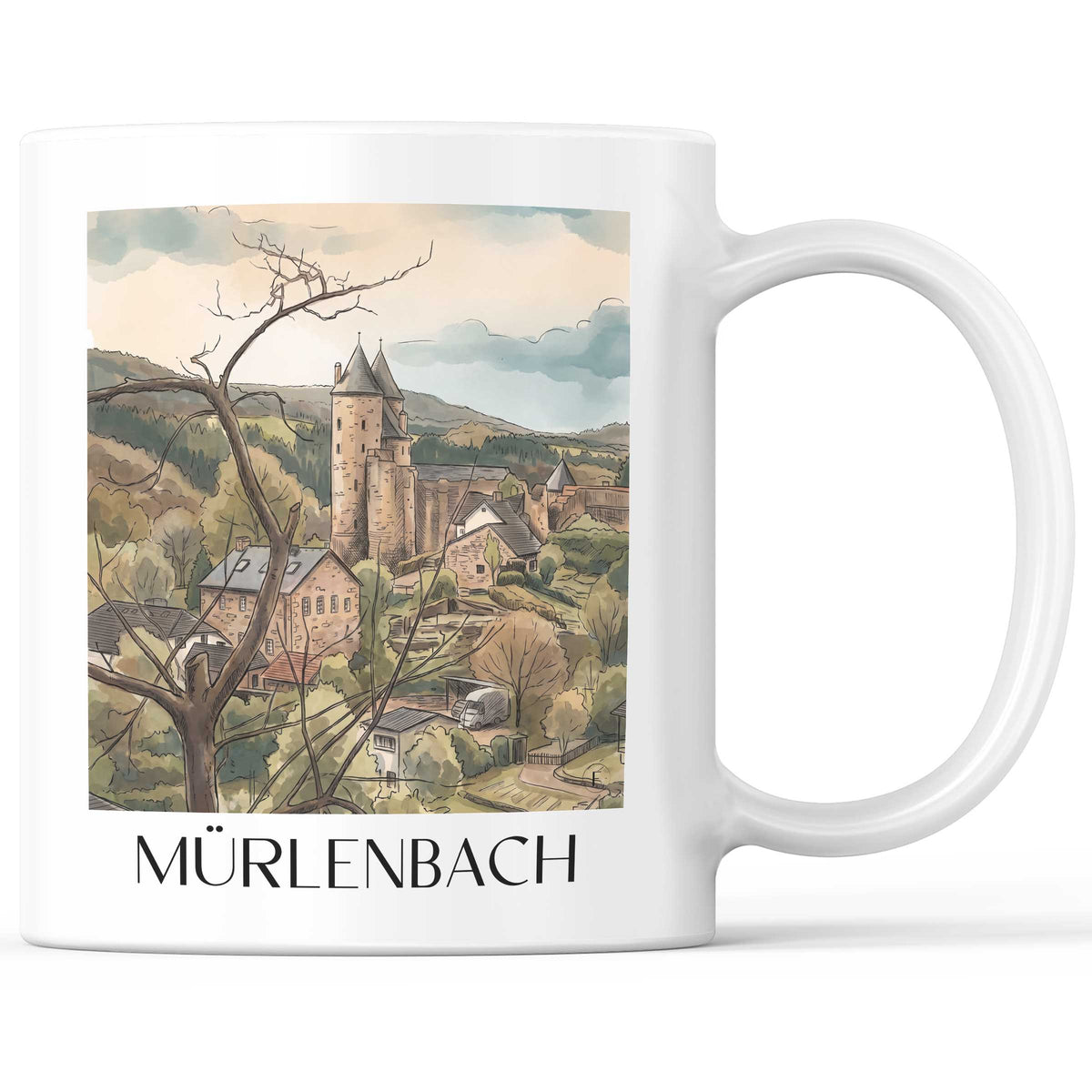 Mürlenbach Kaffeebecher - Eifel - Deutschland Becher - Kaffeetasse im Aquarell Stil