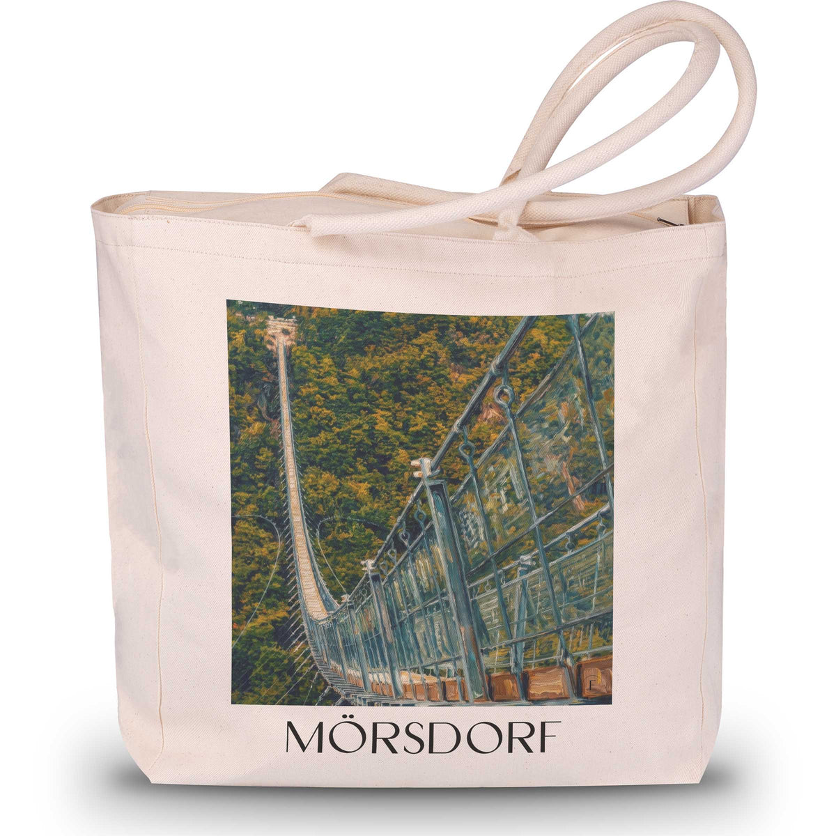 Mörsdorf Shopping Tasche - Hunsrück - Deutschland Tote Bag - Einkaufstasche im Ölgemälde Stil - favplace