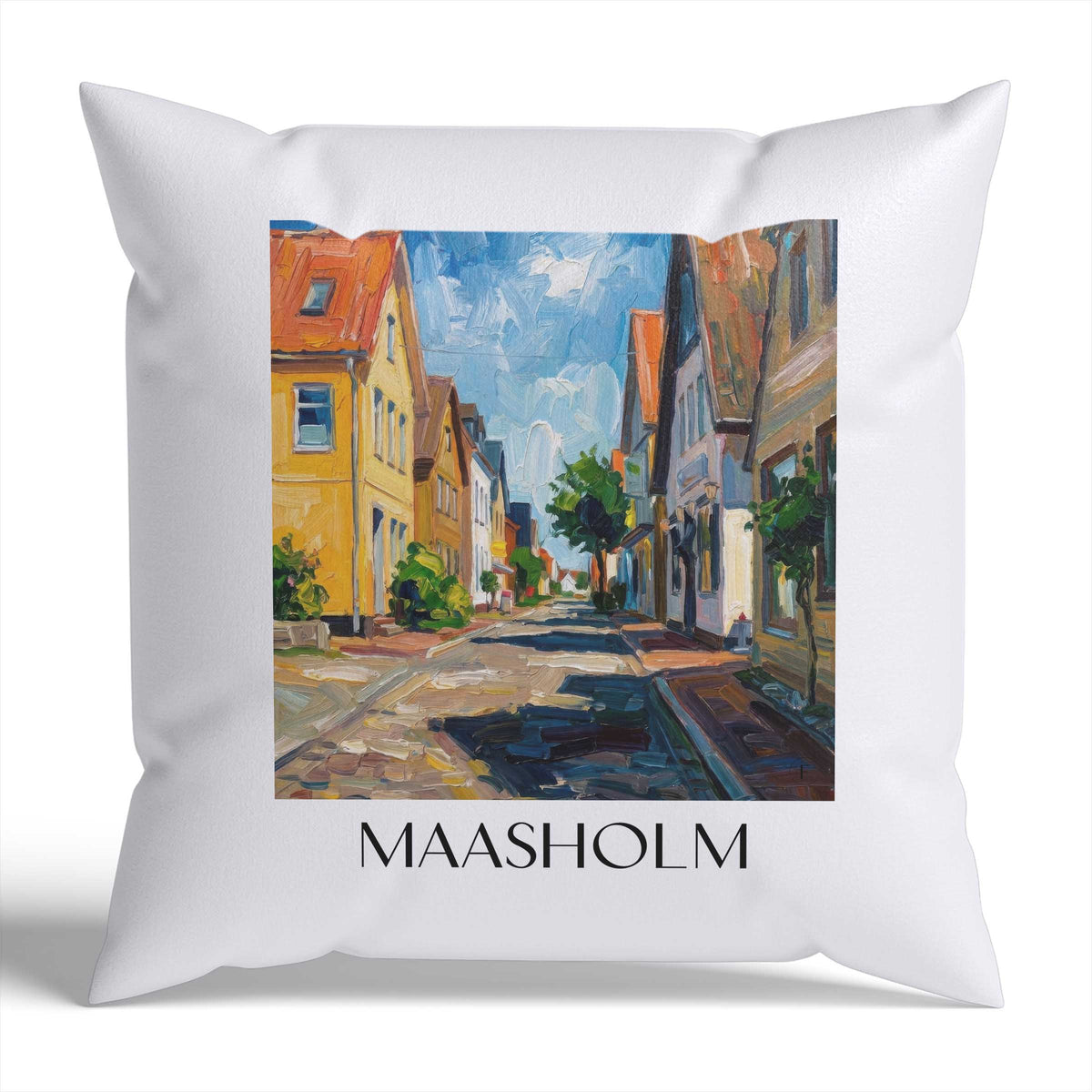 Maasholm Kissenhülle - Zierkissen Bezug - Schleswig - Deutschland Kissen bzw. Kissenbezug im Ölgemälde Stil - favplace