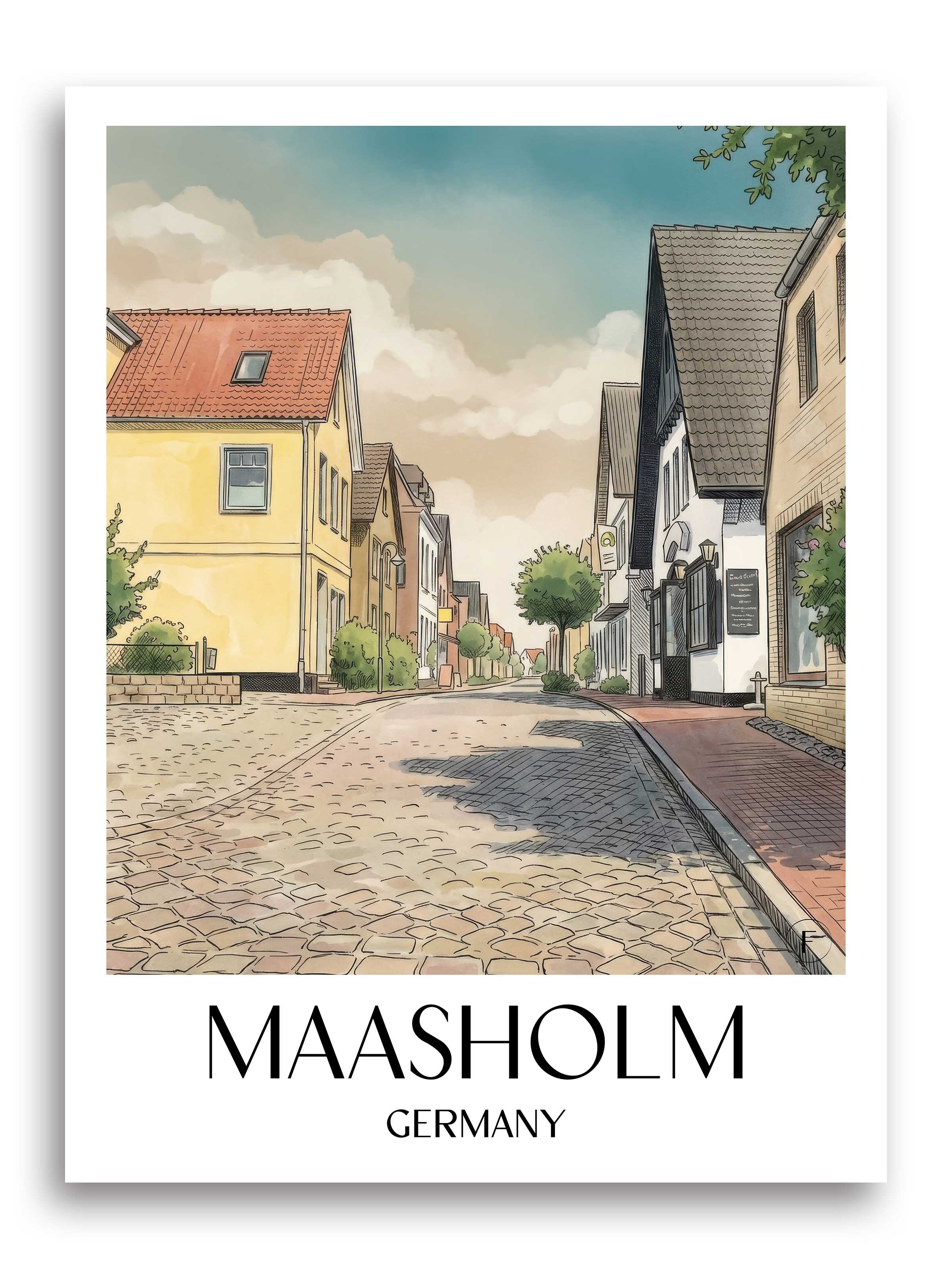 Maasholm Poster - Schleswig - Deutschland Kunstdruck - Aquarell von A4 bis A1 - favplace