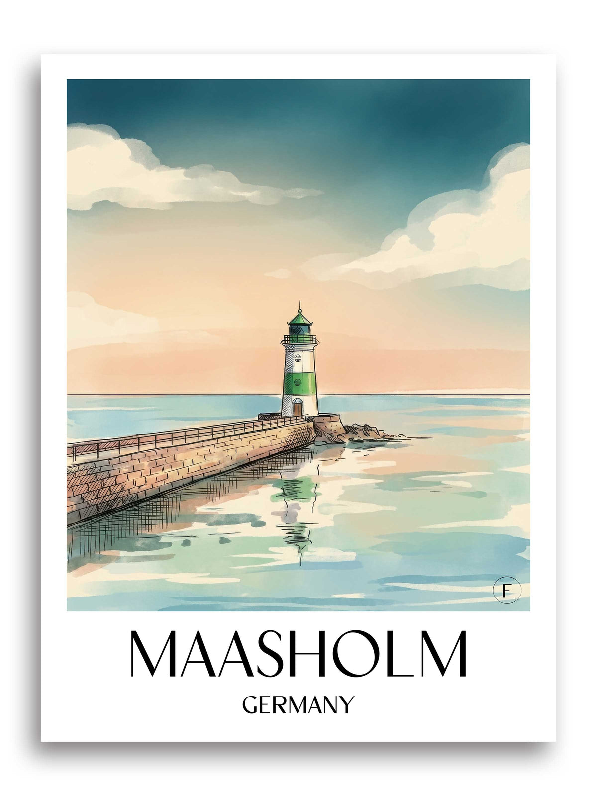 Maasholm Poster - Schleswig-Holstein - Deutschland Kunstdruck - Aquarell von A4 bis A1 - favplace
