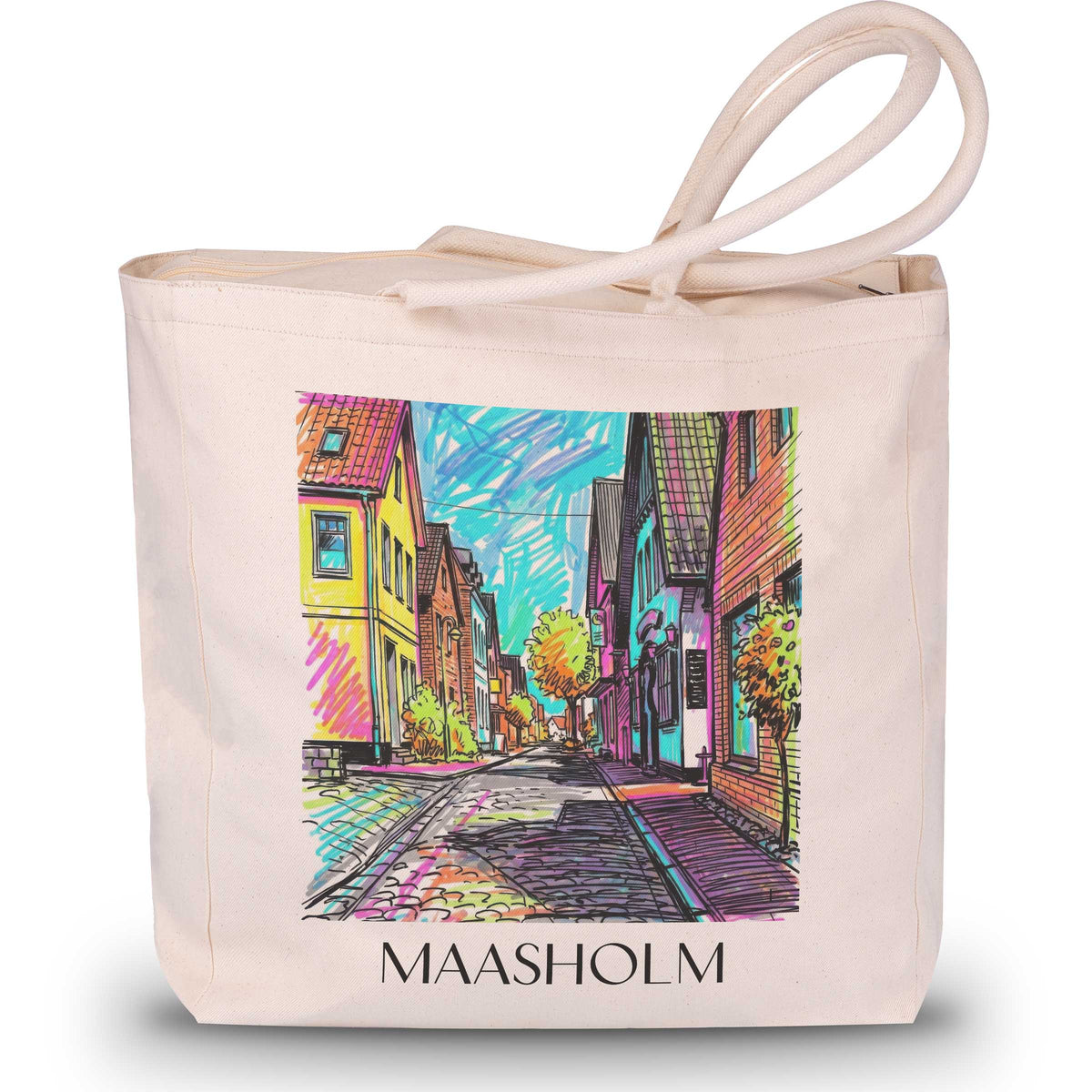 Maasholm Shopping Tasche - Schleswig - Deutschland Tote Bag - Einkaufstasche im Tag Graffiti Stil - favplace