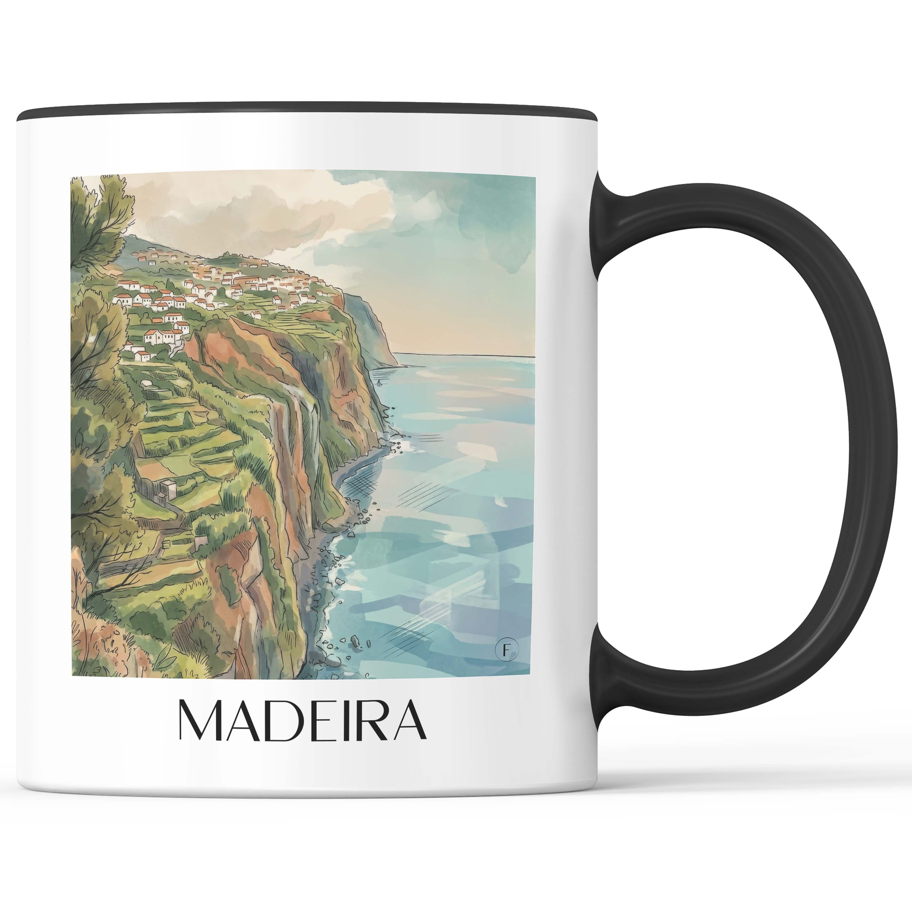 Madeira - Portugal Becher - Kaffeetasse im Aquarell Stil - favplace