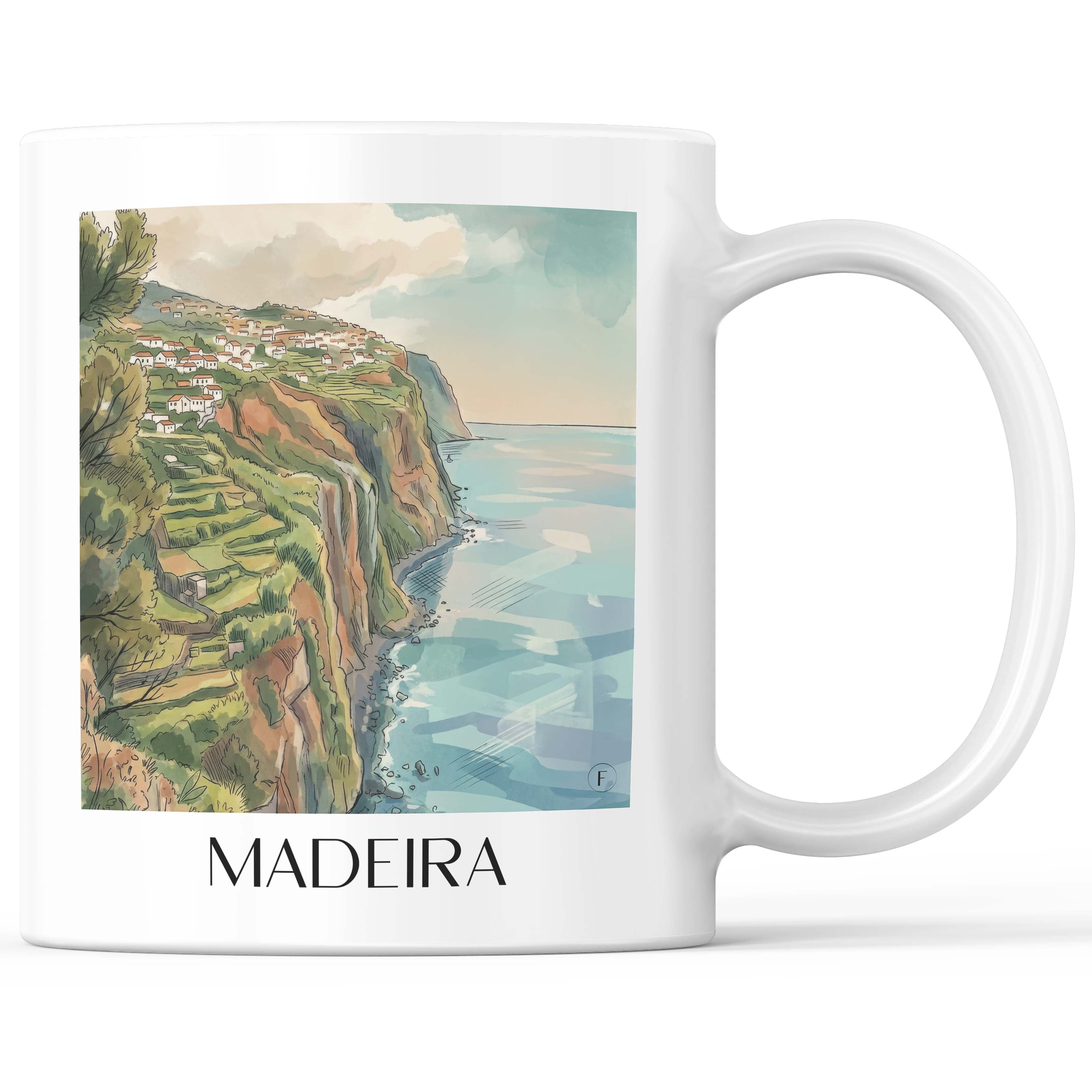 Madeira - Portugal Becher - Kaffeetasse im Aquarell Stil - favplace