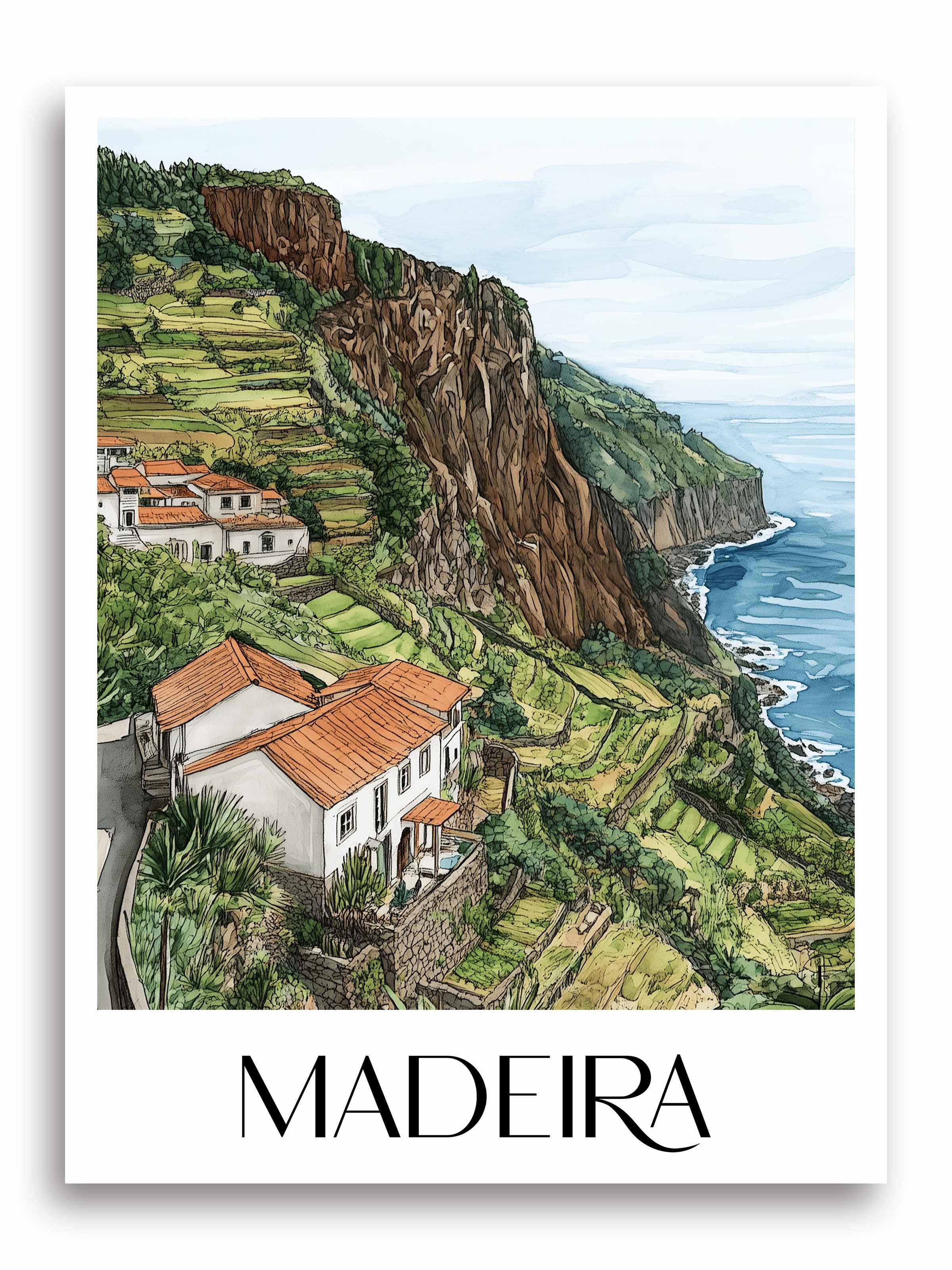 Madeira Poster - Portugal Kunstdruck - Aquarell von A4 bis A1 - favplace