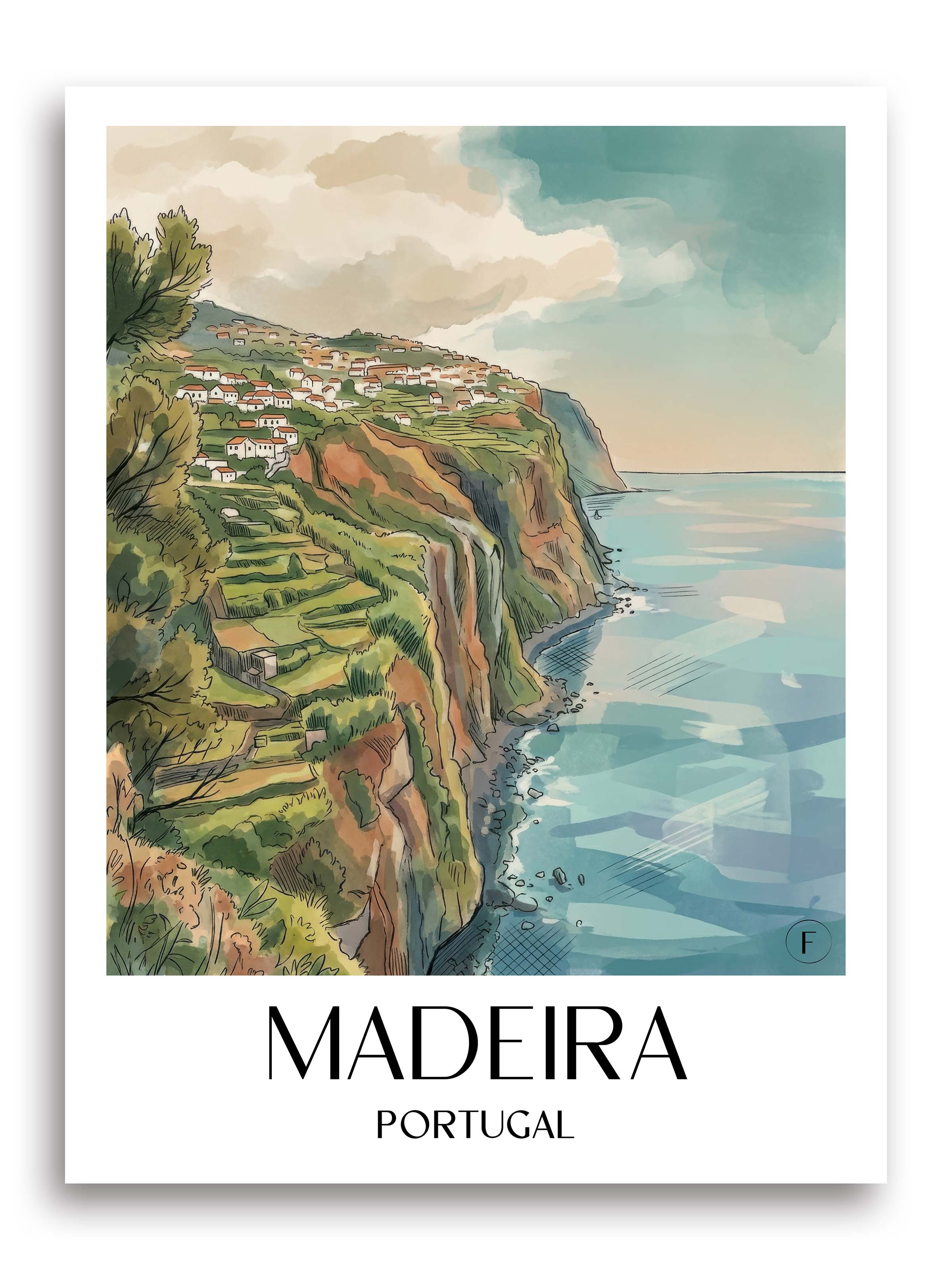 Madeira Poster - Portugal Kunstdruck - Aquarell von A4 bis A1 - favplace